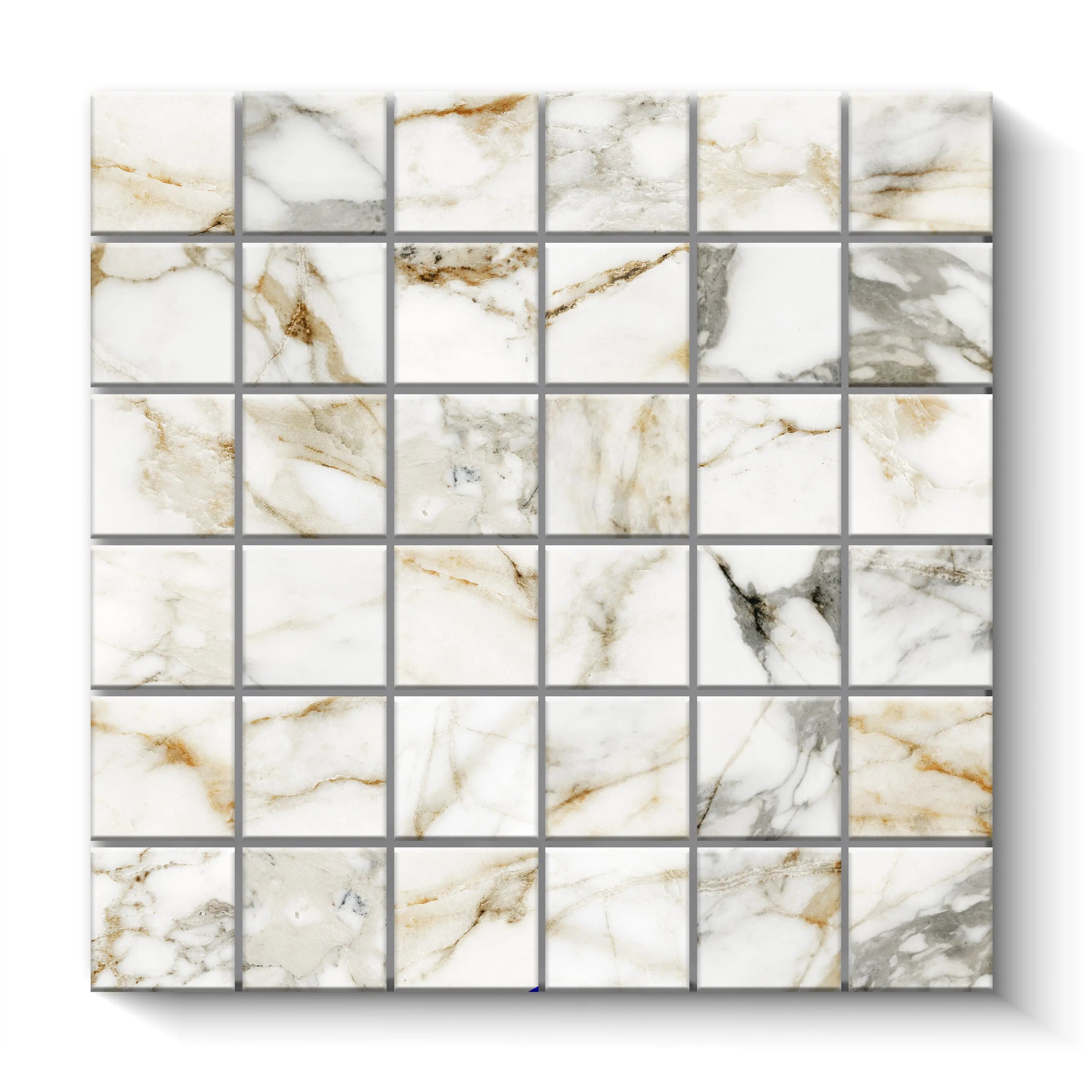 Aurora Porcelain Tile White Matte Square Mosaic 2x2 Sheet