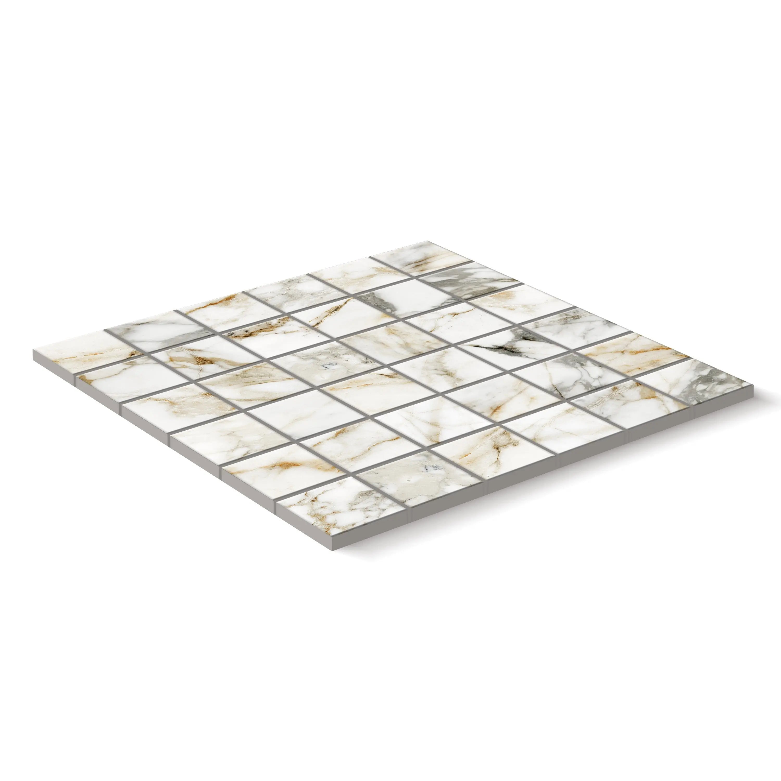 Aurora Porcelain Tile White Matte Square Mosaic 2x2 Sheet