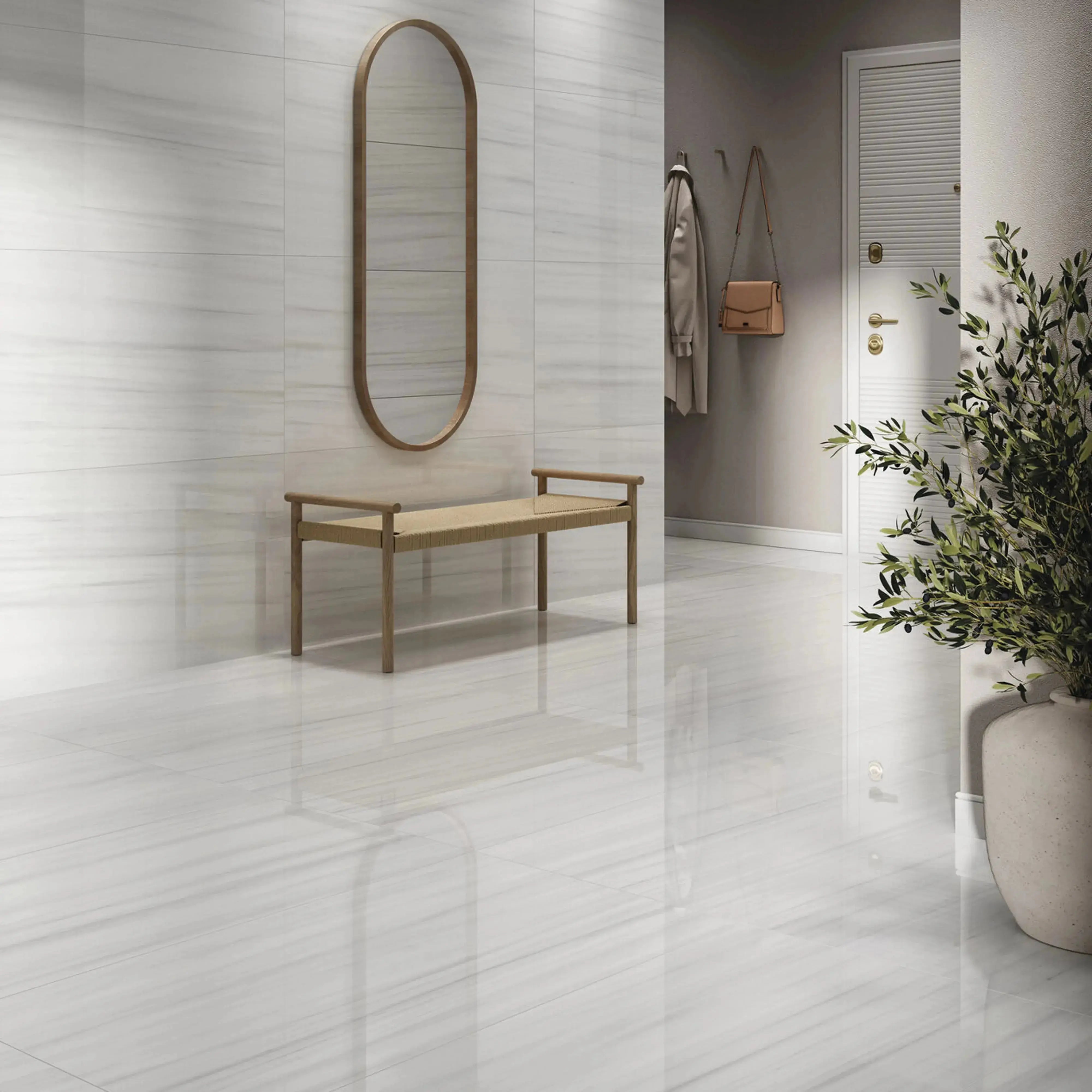 Dolostone Porcelain Tile White 12x24 Polished