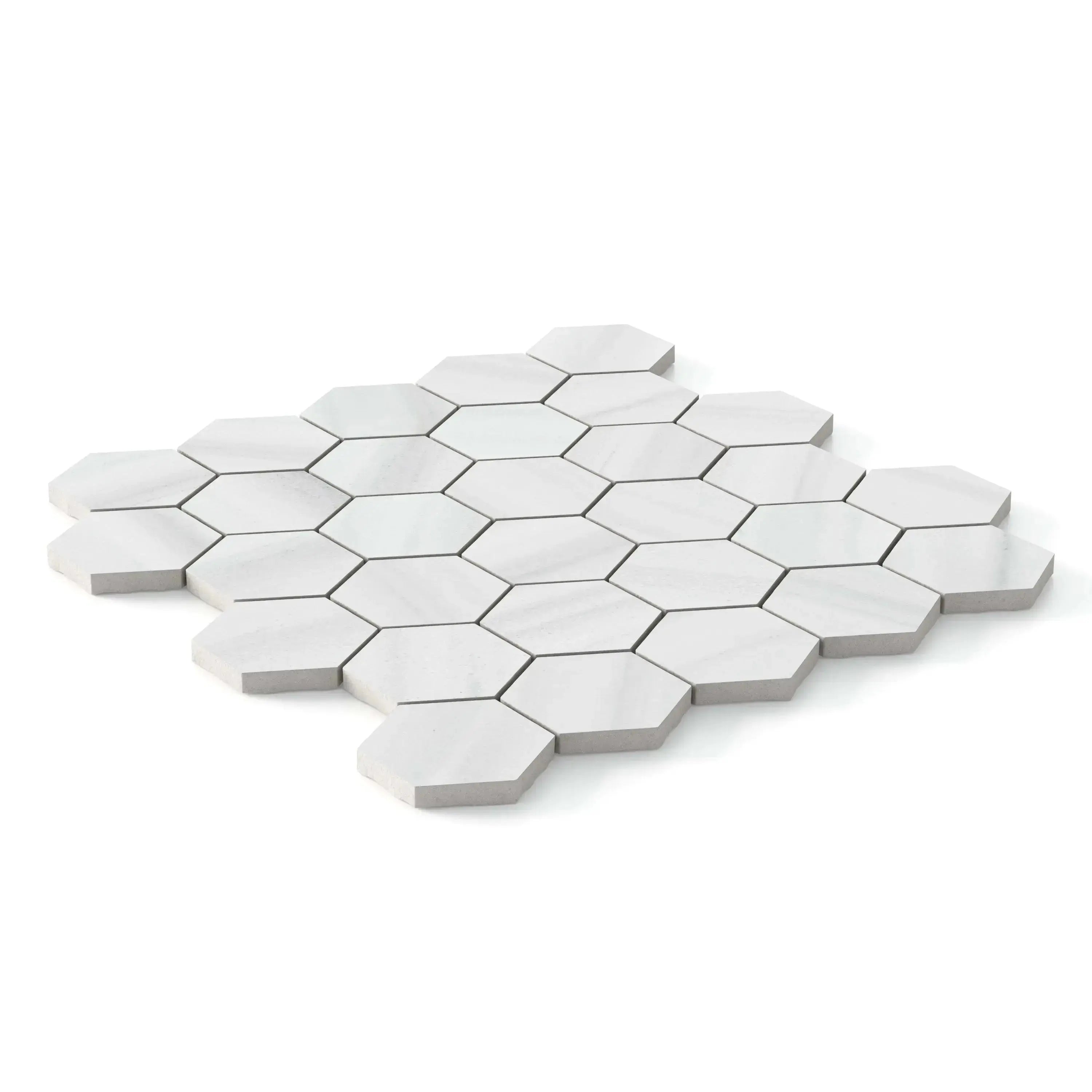 Dolostone Porcelain Tile White Hexagon Mosaic 11x13 Sheet Matte