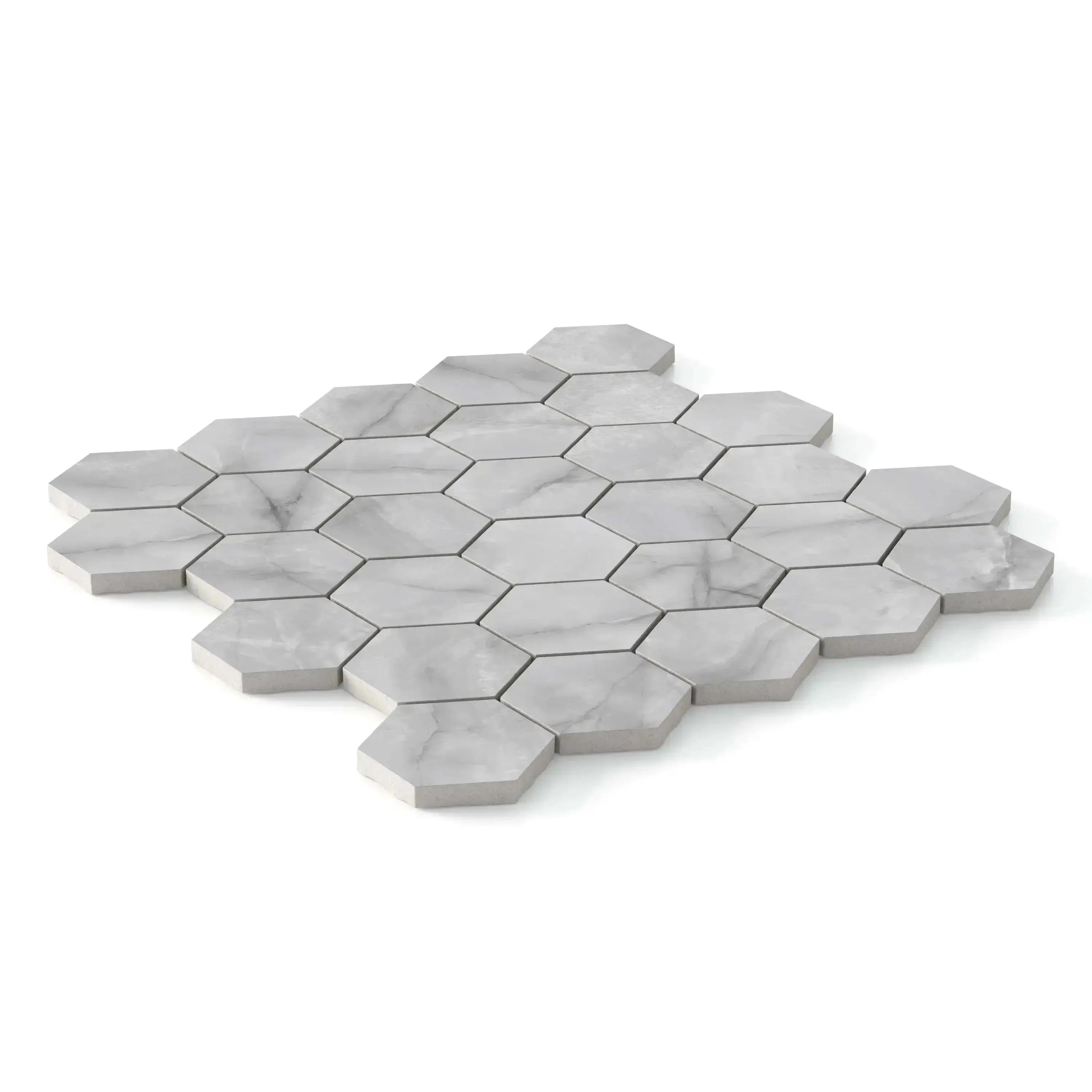 Opal Porcelain Tile Pearl Hexagon Mosaic 11x13 Sheet Matte