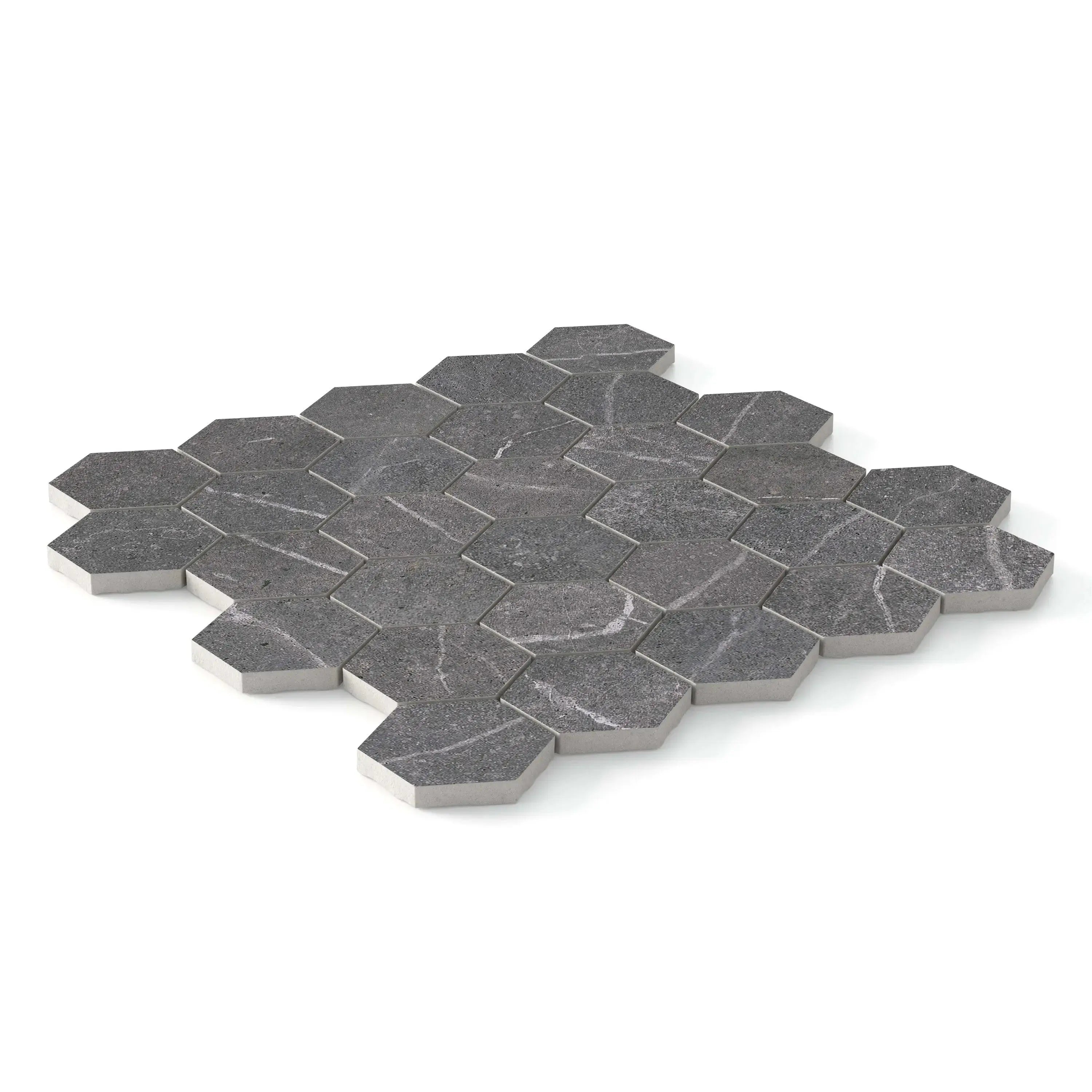 Astrastone Porcelain Tile Graphite Hexagon Mosaic 11x13 Sheet