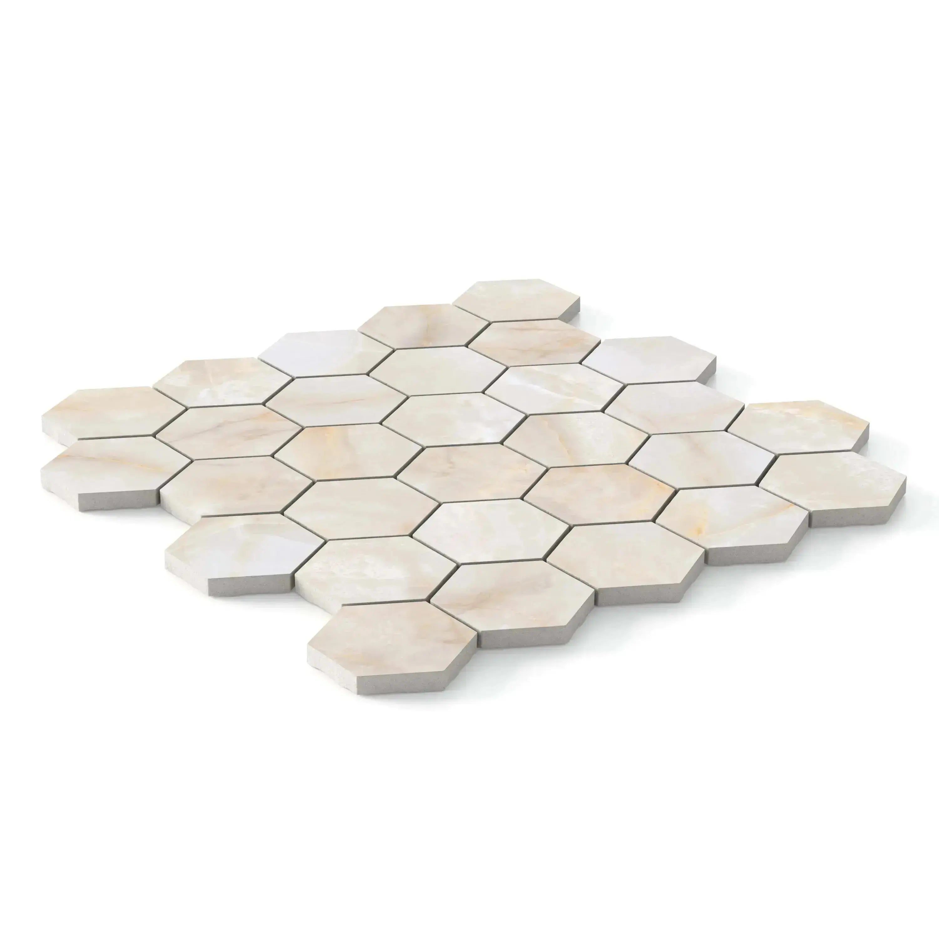 Opal Porcelain Tile Cream Hexagon Mosaic 11x13 Sheet Matte