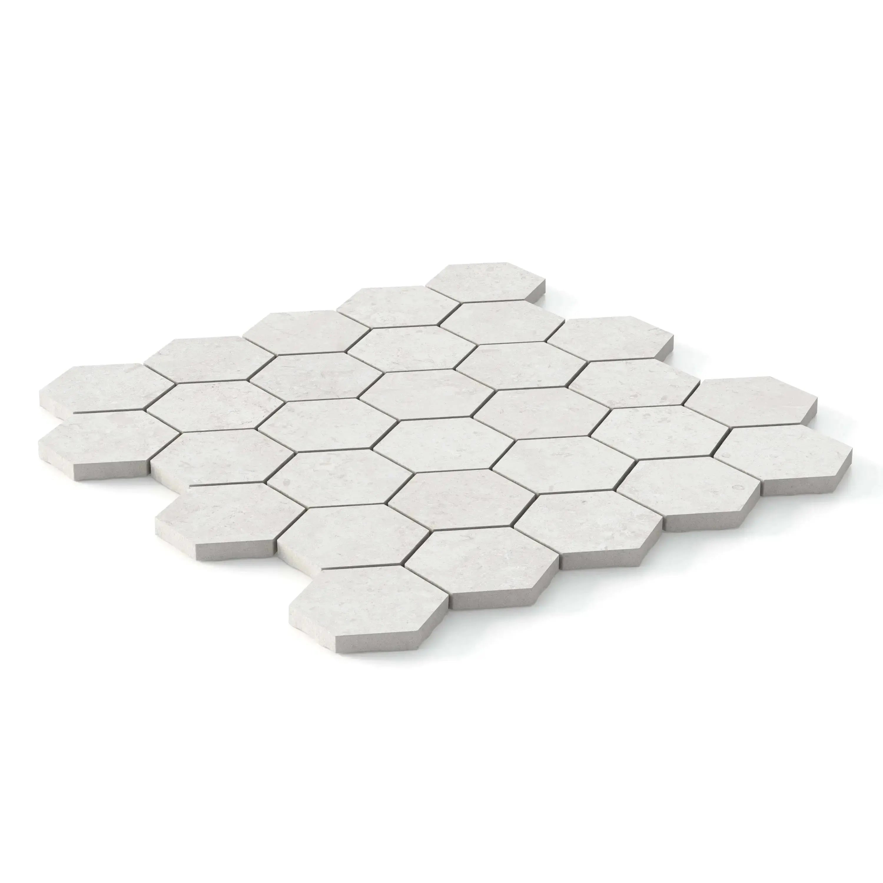 Jerusalem Stone Porcelain Tile White Hexagon Mosaic 11x13 Sheet