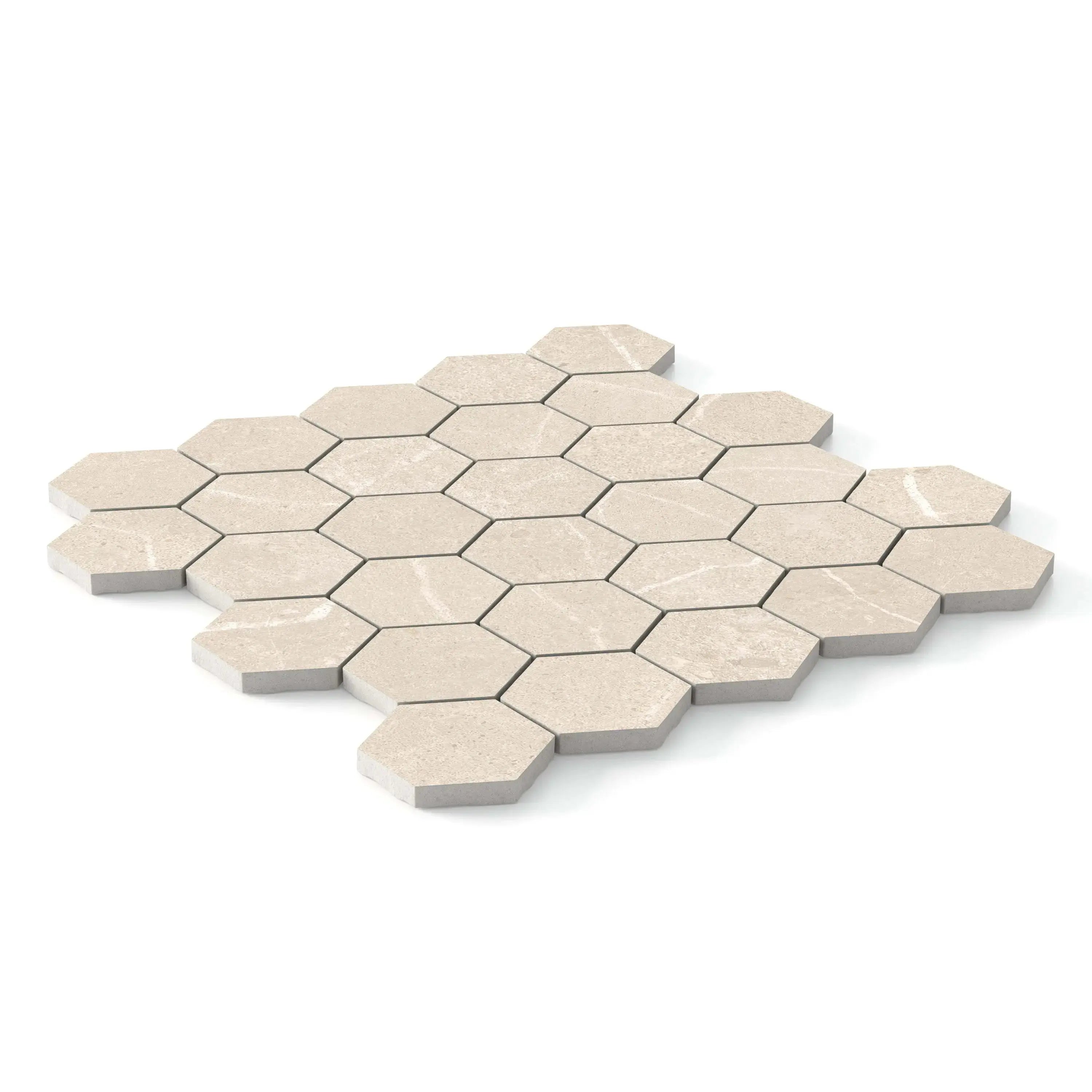 Astrastone Porcelain Tile Ivory Hexagon Mosaic 11x13 Sheet