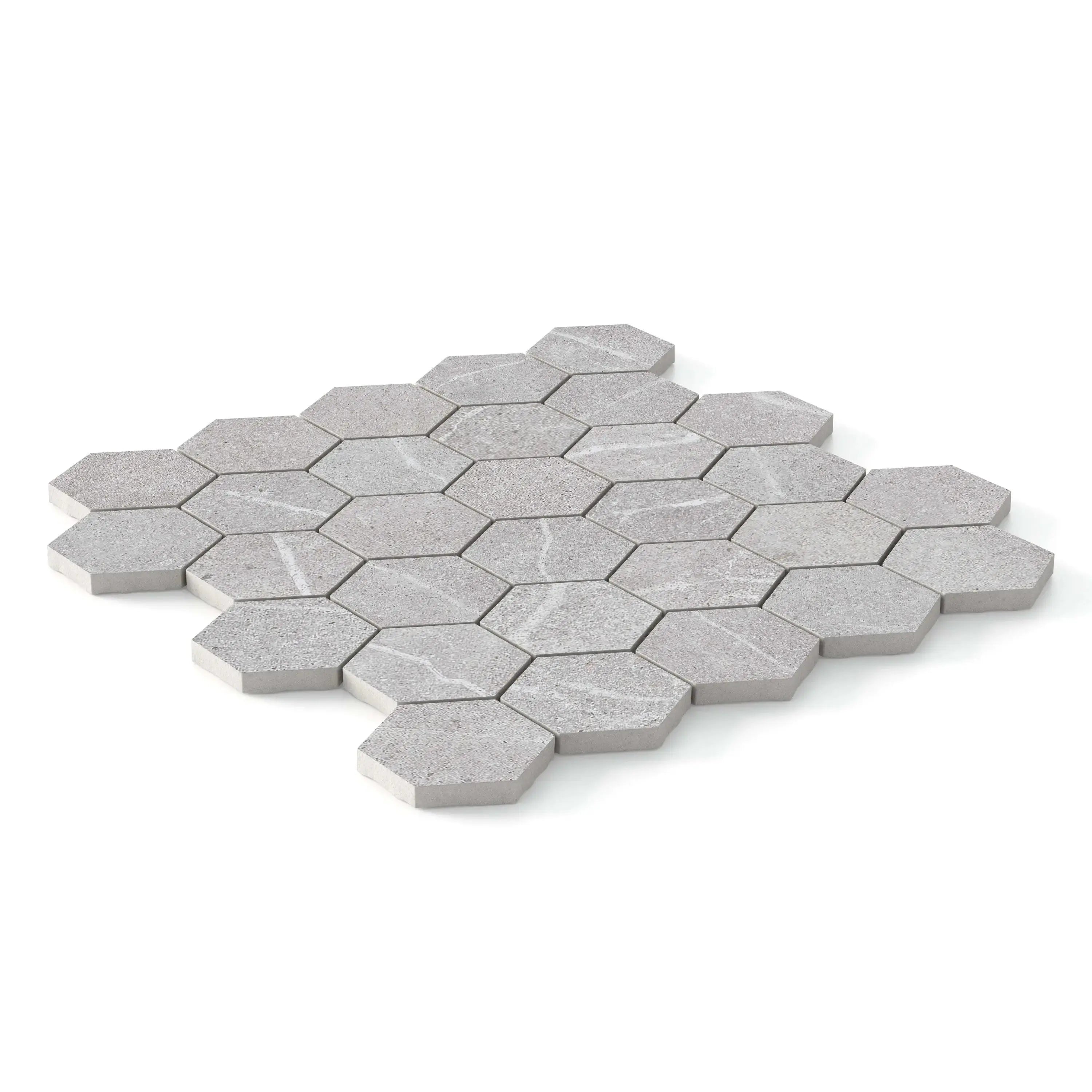 Astrastone Porcelain Tile Silver Hexagon Mosaic 11x13 Sheet