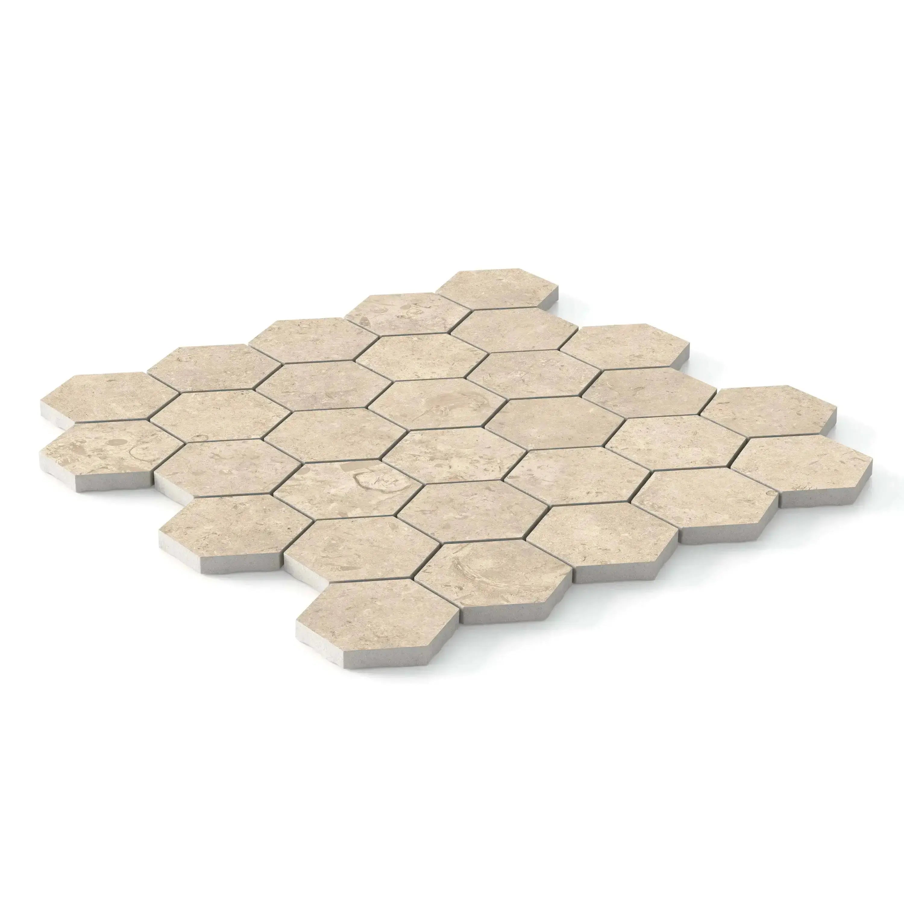 Jerusalem Stone Porcelain Tile Natural Hexagon Mosaic 11x13 Sheet
