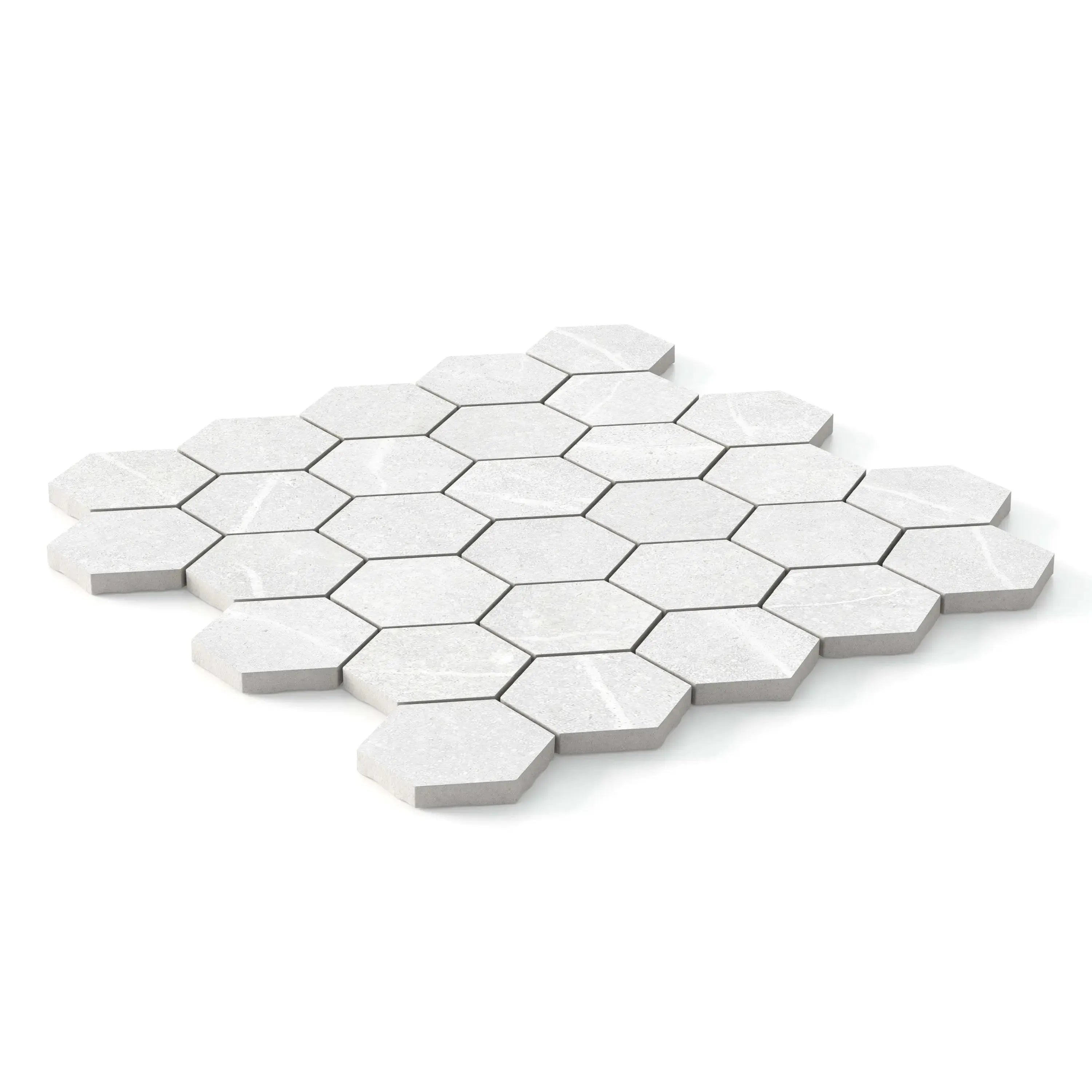 Astrastone Porcelain Tile White Hexagon Mosaic 11x13 Sheet