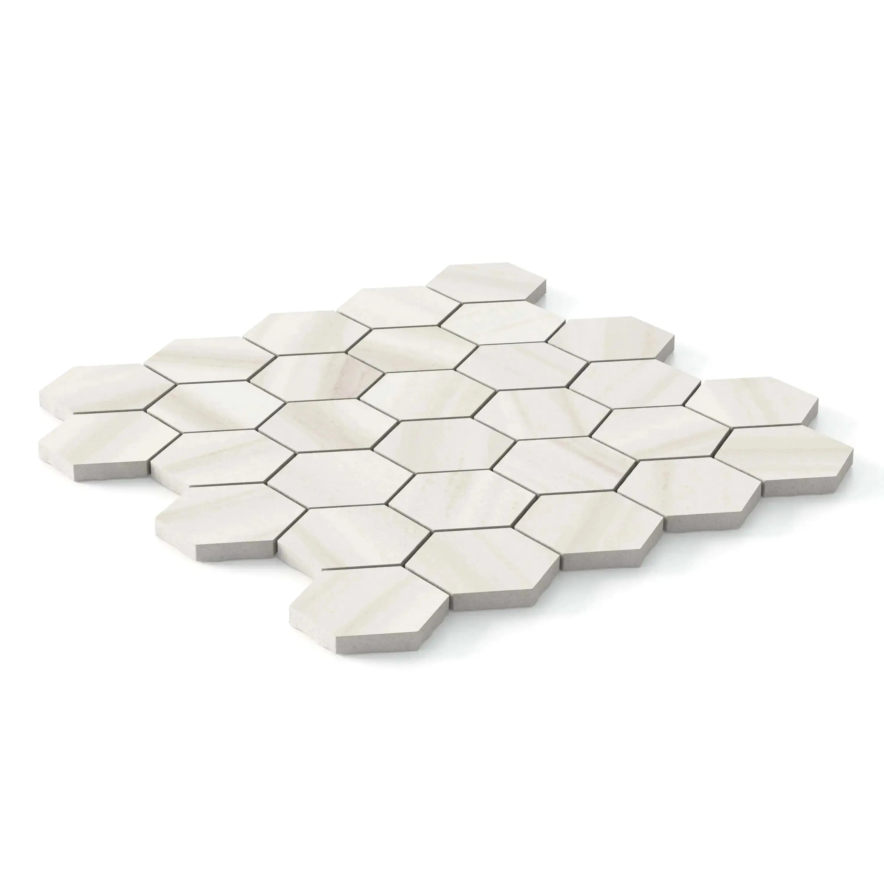 Dolostone Porcelain Tile Ivory Hexagon Mosaic 11x13 Sheet Matte