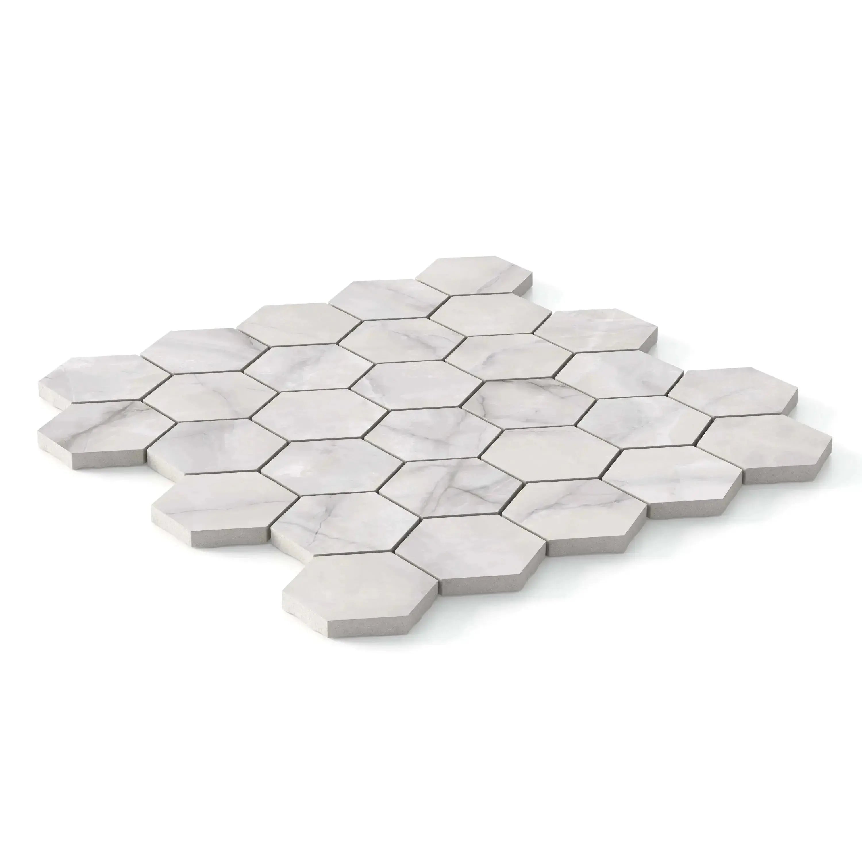 Opal Porcelain Tile White Hexagon Mosaic 11x13 Sheet Matte