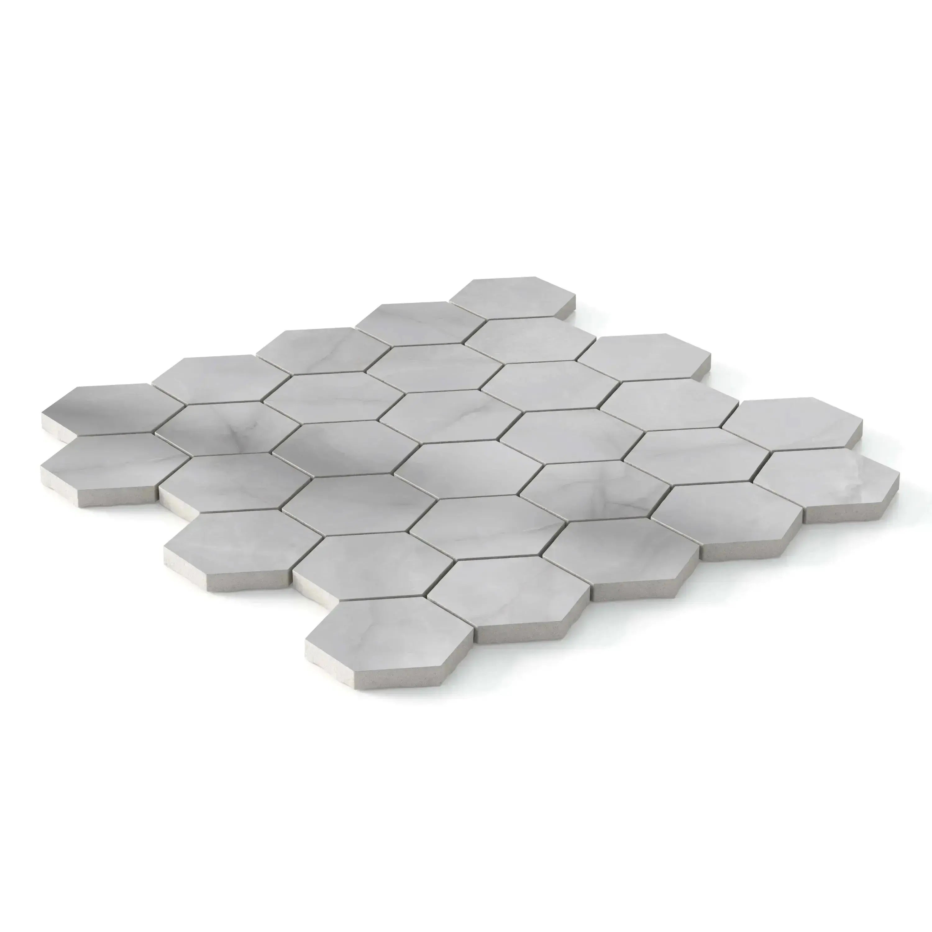 Opal Porcelain Tile Pearl Hexagon Mosaic 11x13 Sheet Polished
