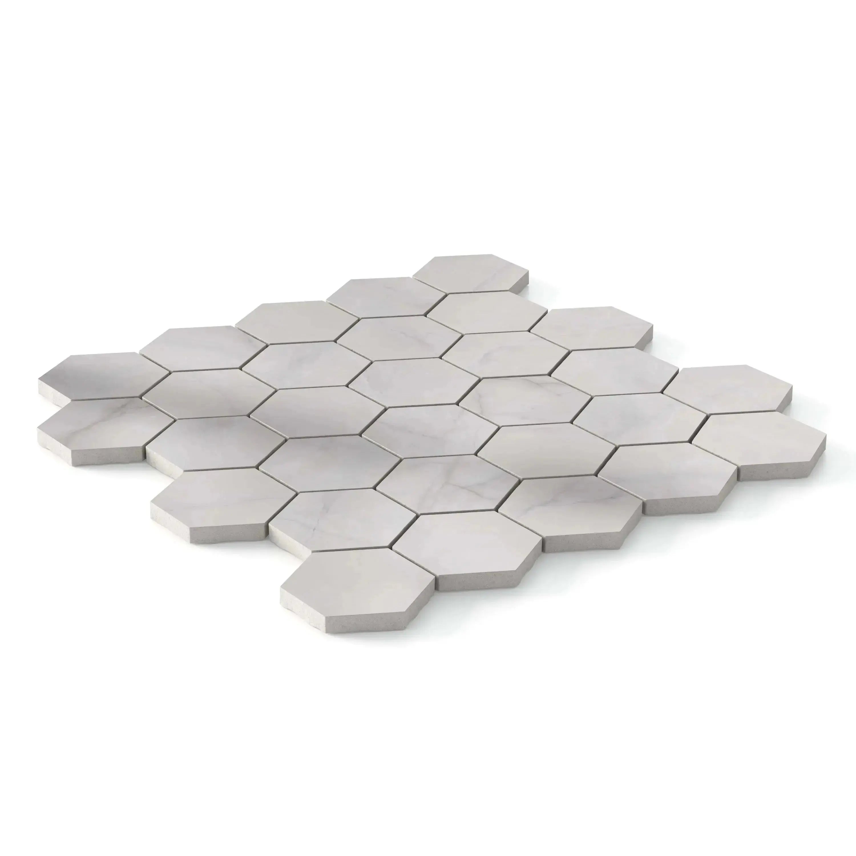 Opal Porcelain Tile White Hexagon Mosaic 11x13 Sheet Polished