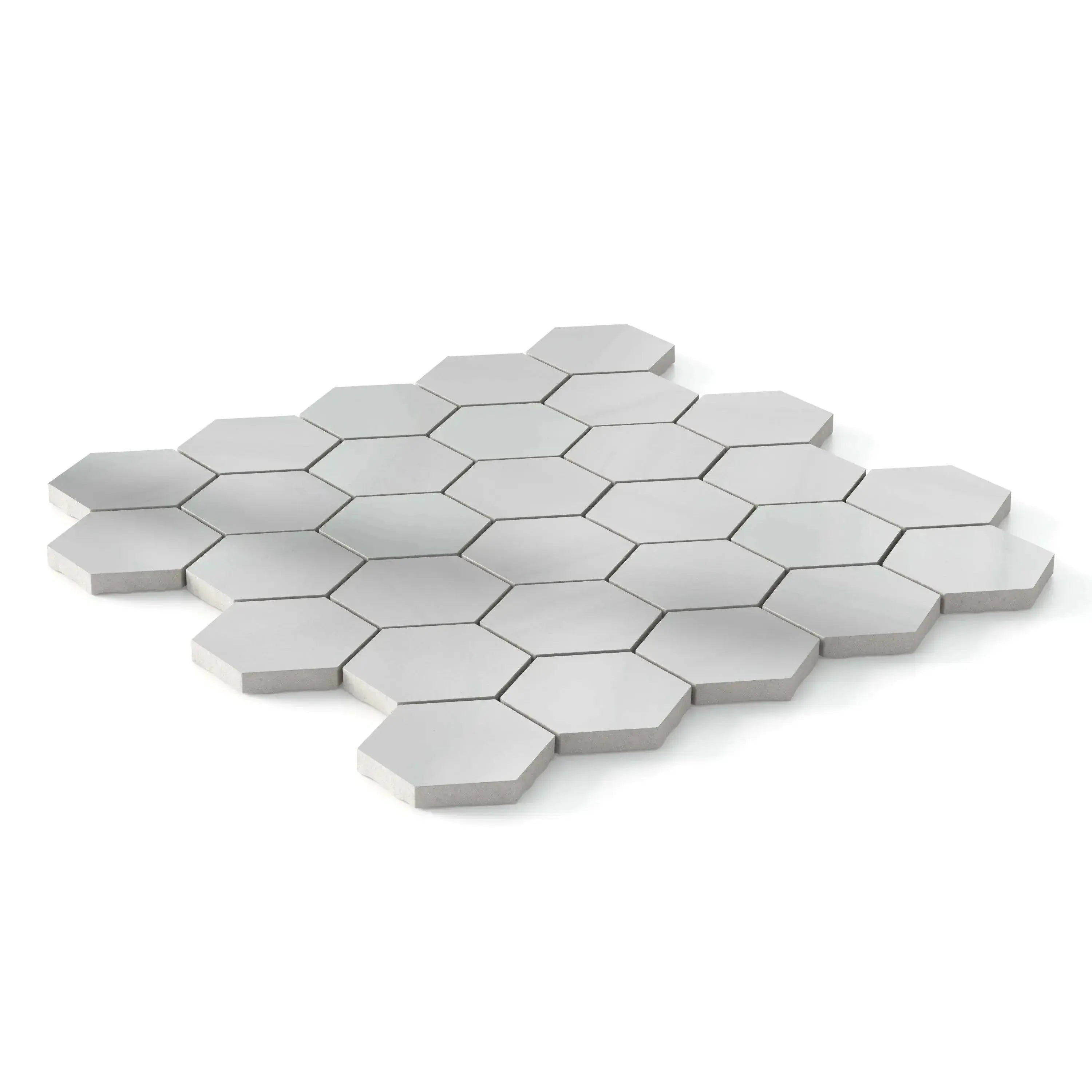 Dolostone Porcelain Tile White Hexagon Mosaic 11x13 Sheet Polished