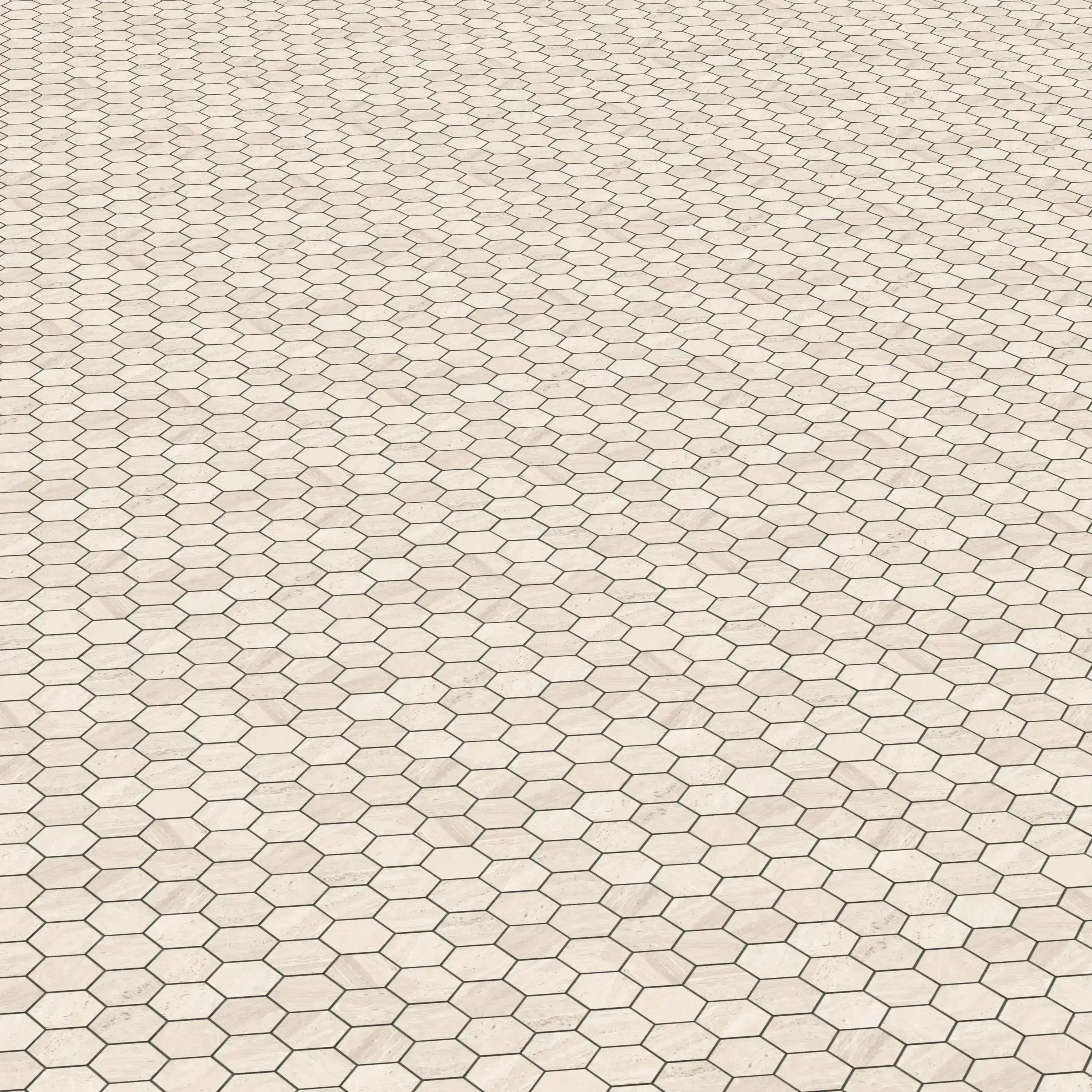 Travertino Porcelain Tile Ivory Hexagon Mosaic 11x13 Sheet Matte
