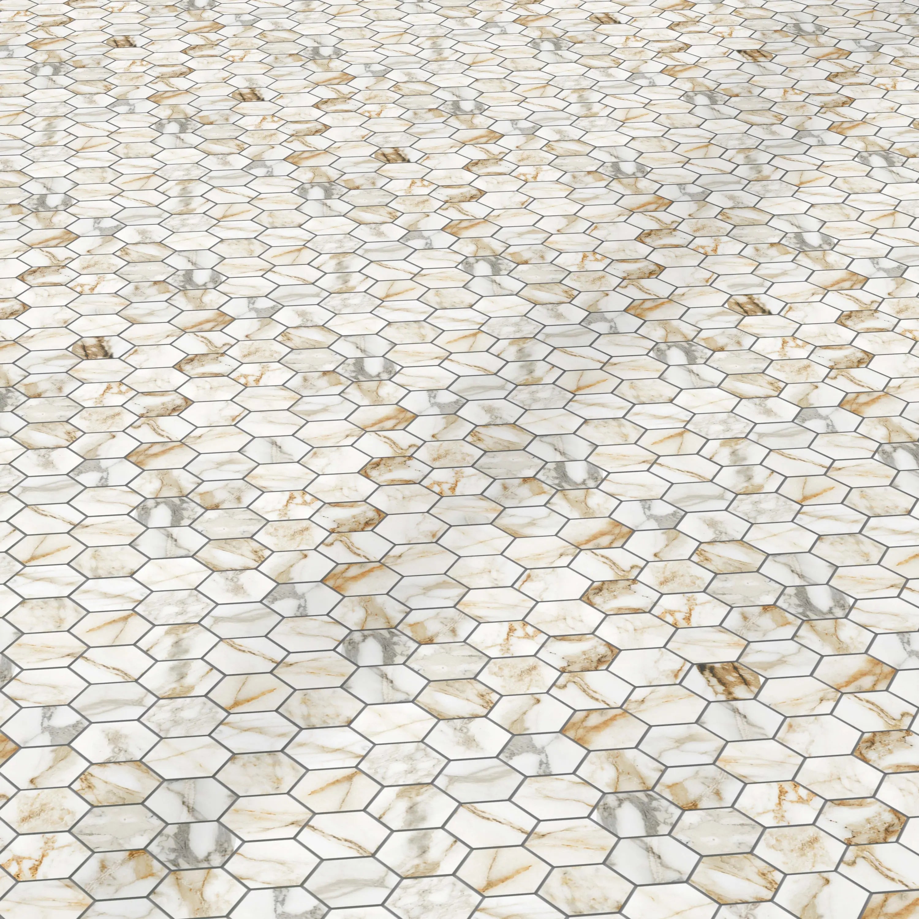 Aurora Porcelain Tile White Glossy Hexagon Mosaic