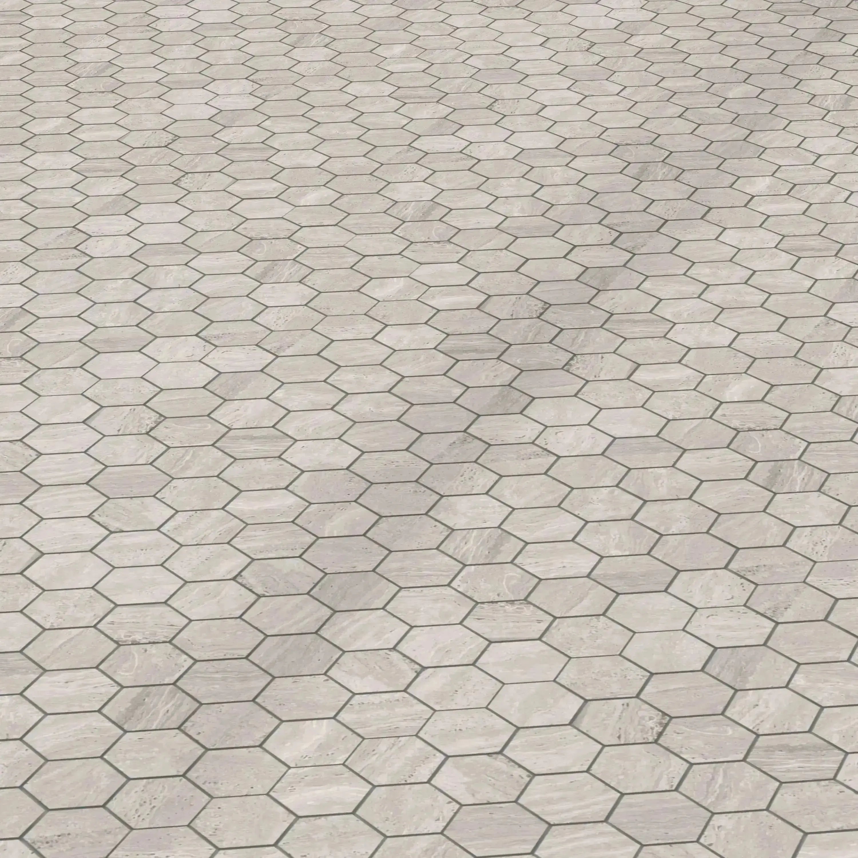 Travertino Porcelain Tile Gray Hexagon Mosaic 11x13 Sheet Polished