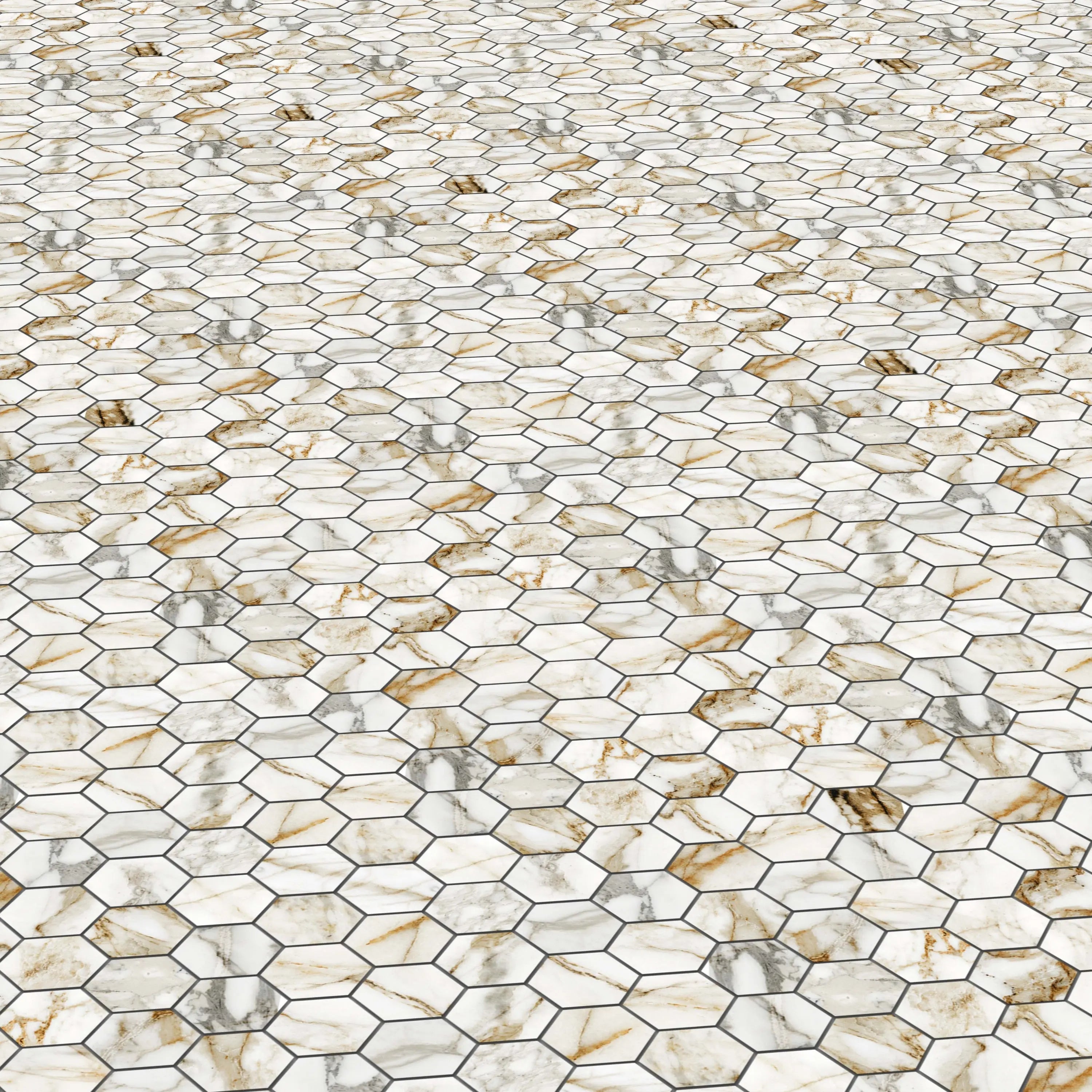 Aurora Porcelain Tile White Matte Hexagon Mosaic
