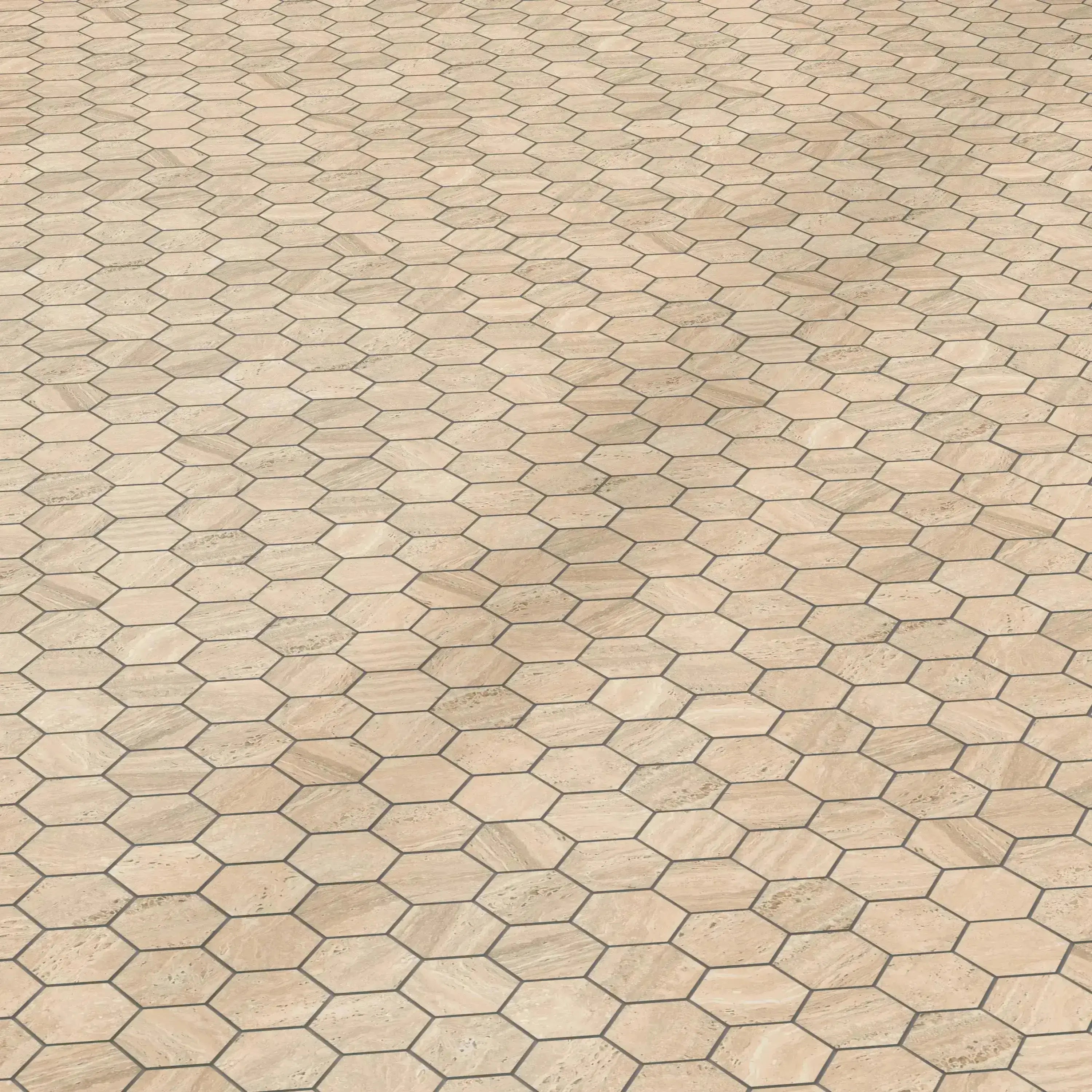 Travertino Porcelain Tile Beige Hexagon Mosaic 11x13 Sheet Polished