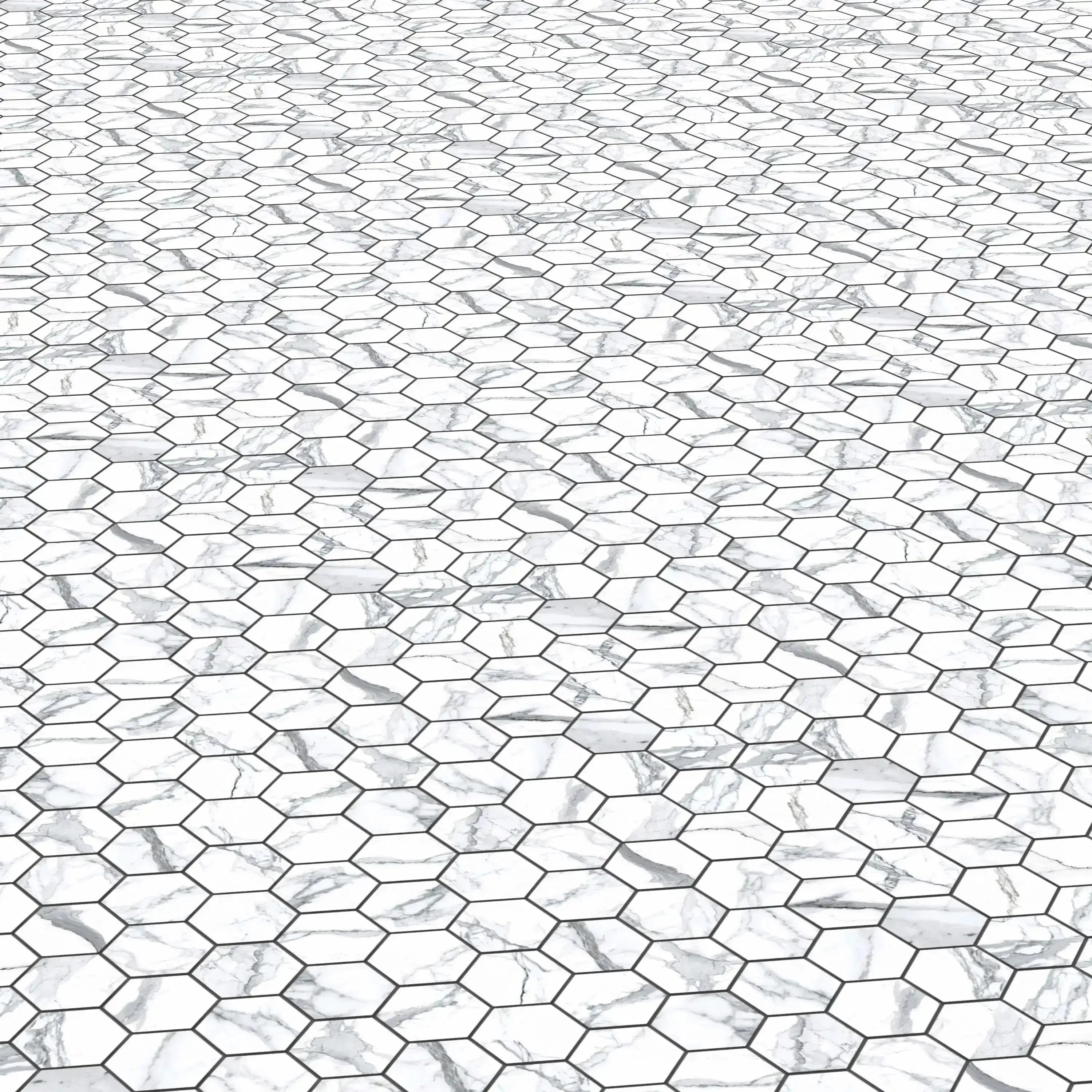 Statuario Porcelain Tile Hexagon Mosaic 11x13 Sheet Matte