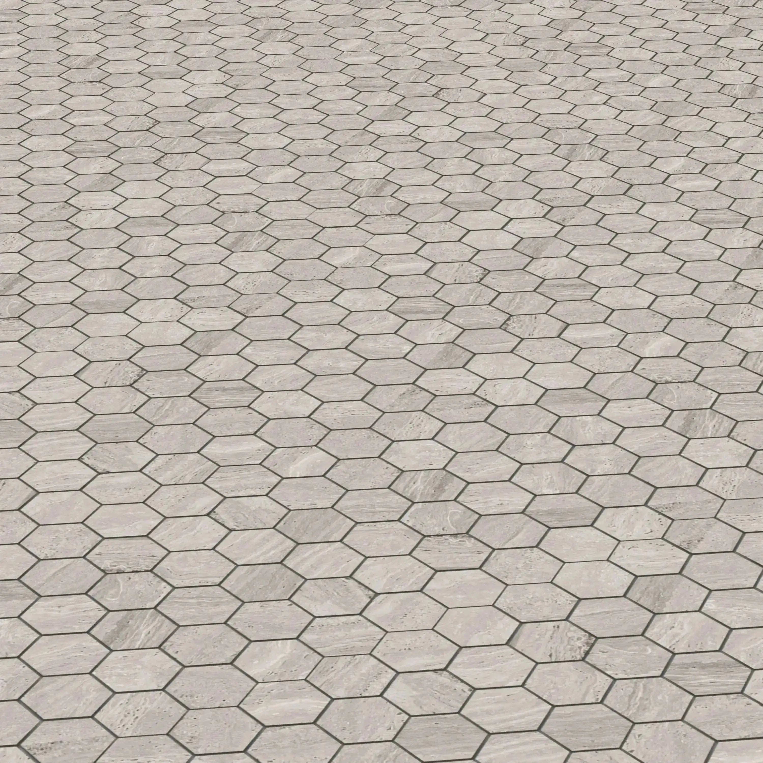 Travertino Porcelain Tile Gray Hexagon Mosaic 11x13 Sheet Matte