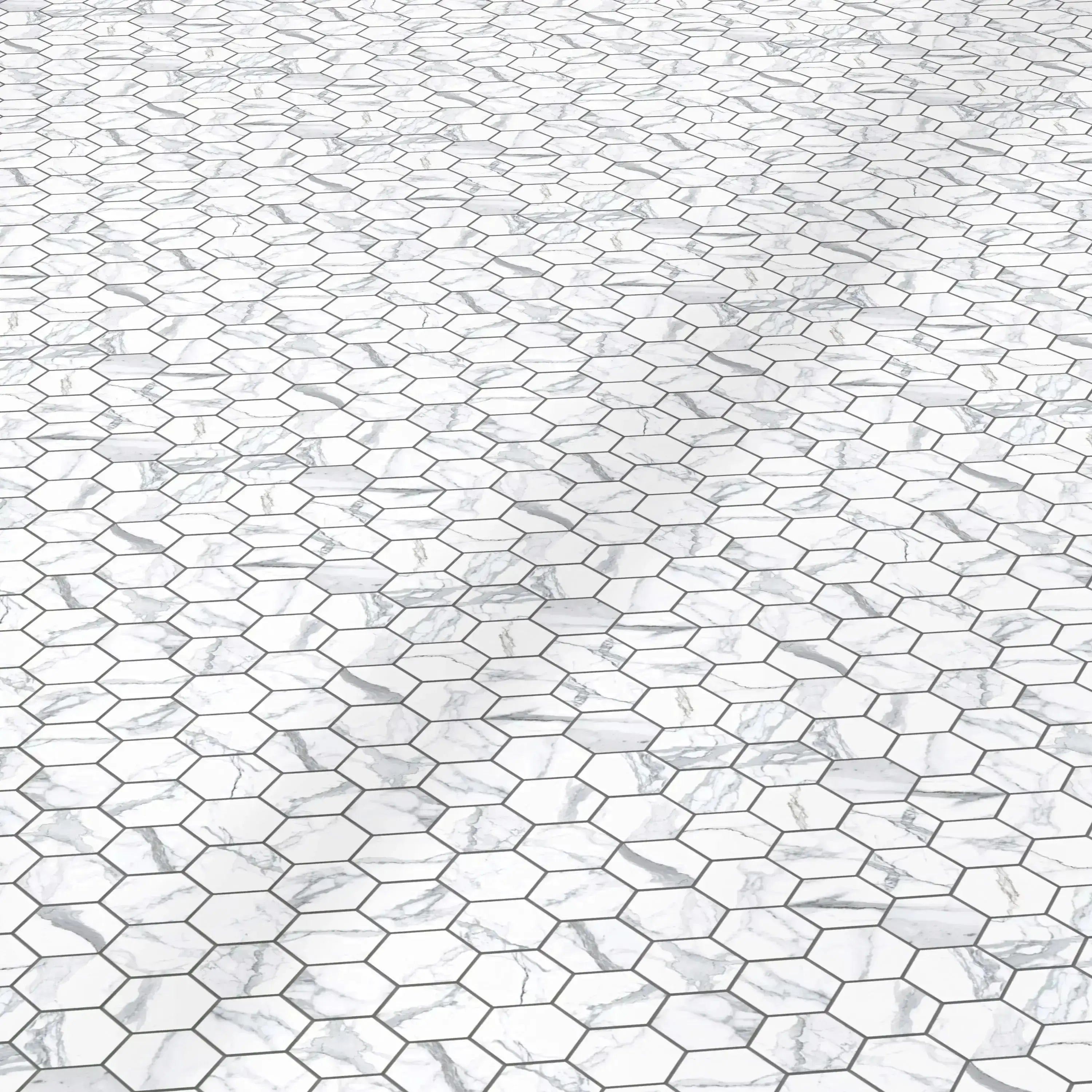 Statuario Porcelain Tile Hexagon Mosaic 11x13 Sheet Polished