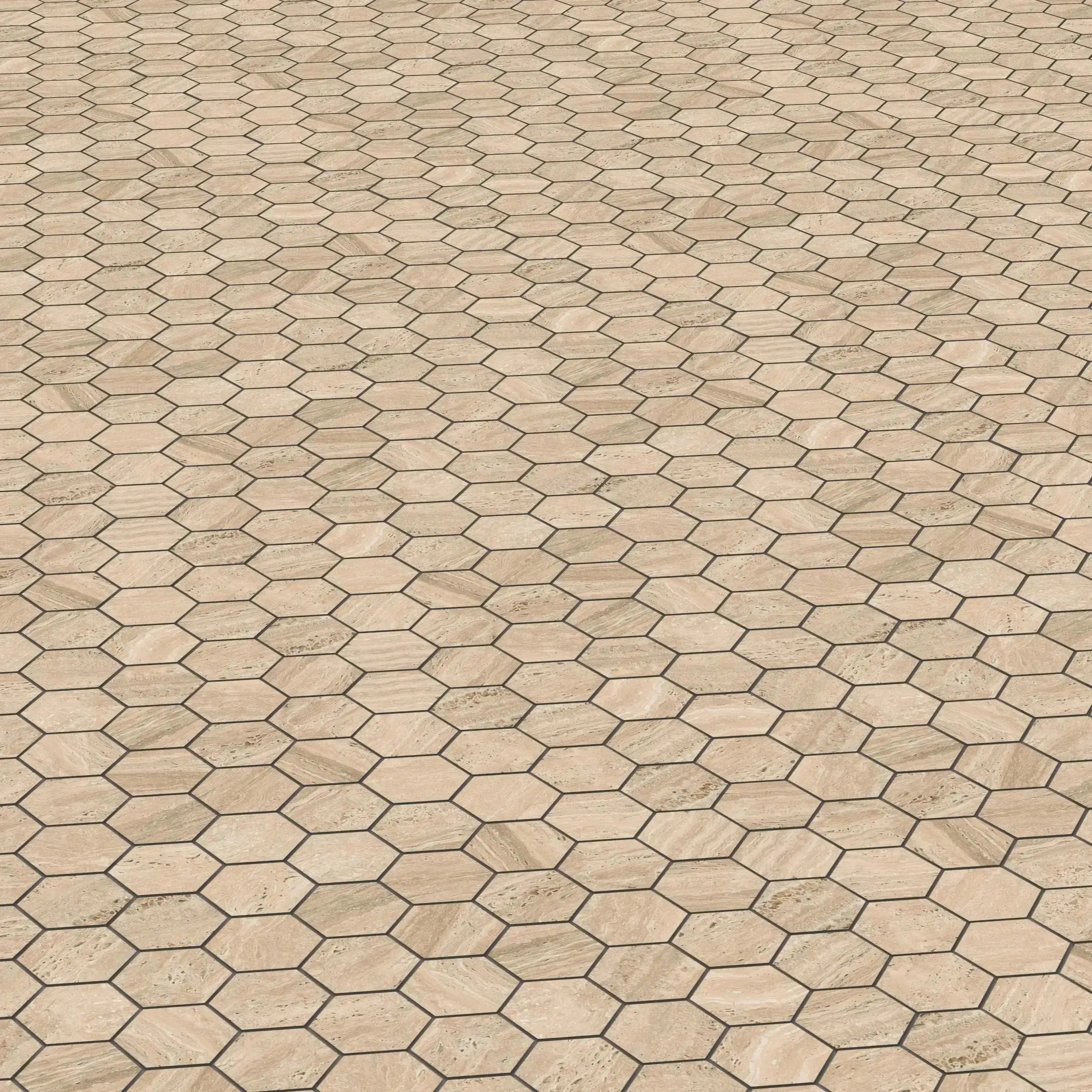 Travertino Porcelain Tile Beige Hexagon Mosaic 11x13 Sheet Matte