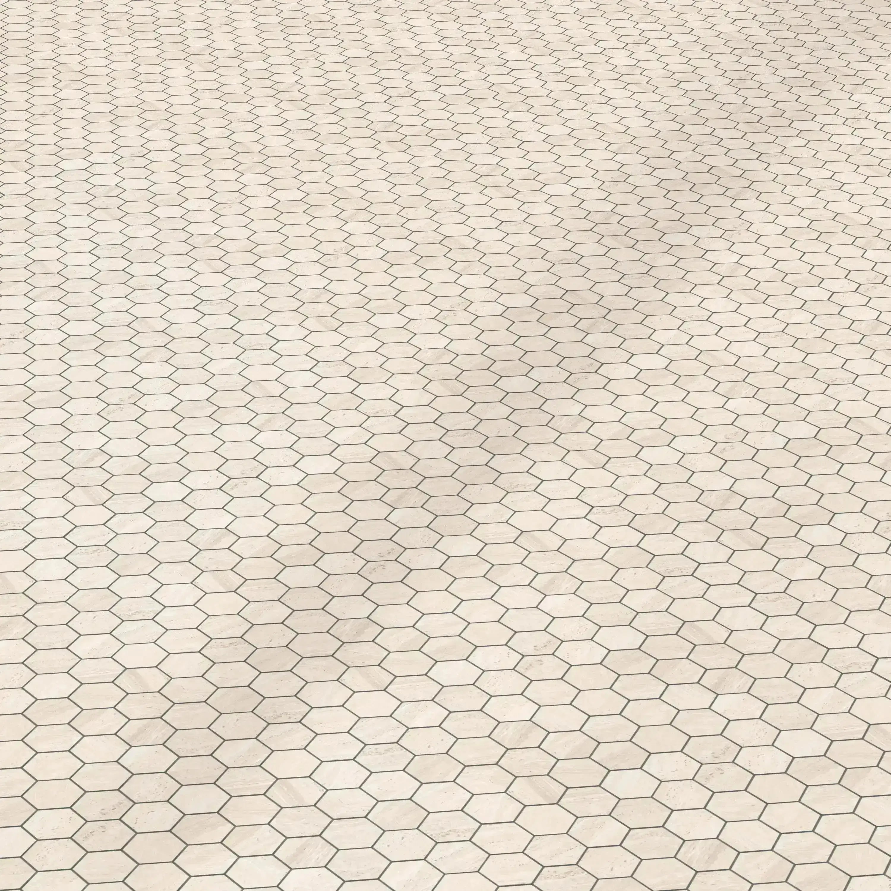 Travertino Porcelain Tile Ivory Hexagon Mosaic 11x13 Sheet Polished