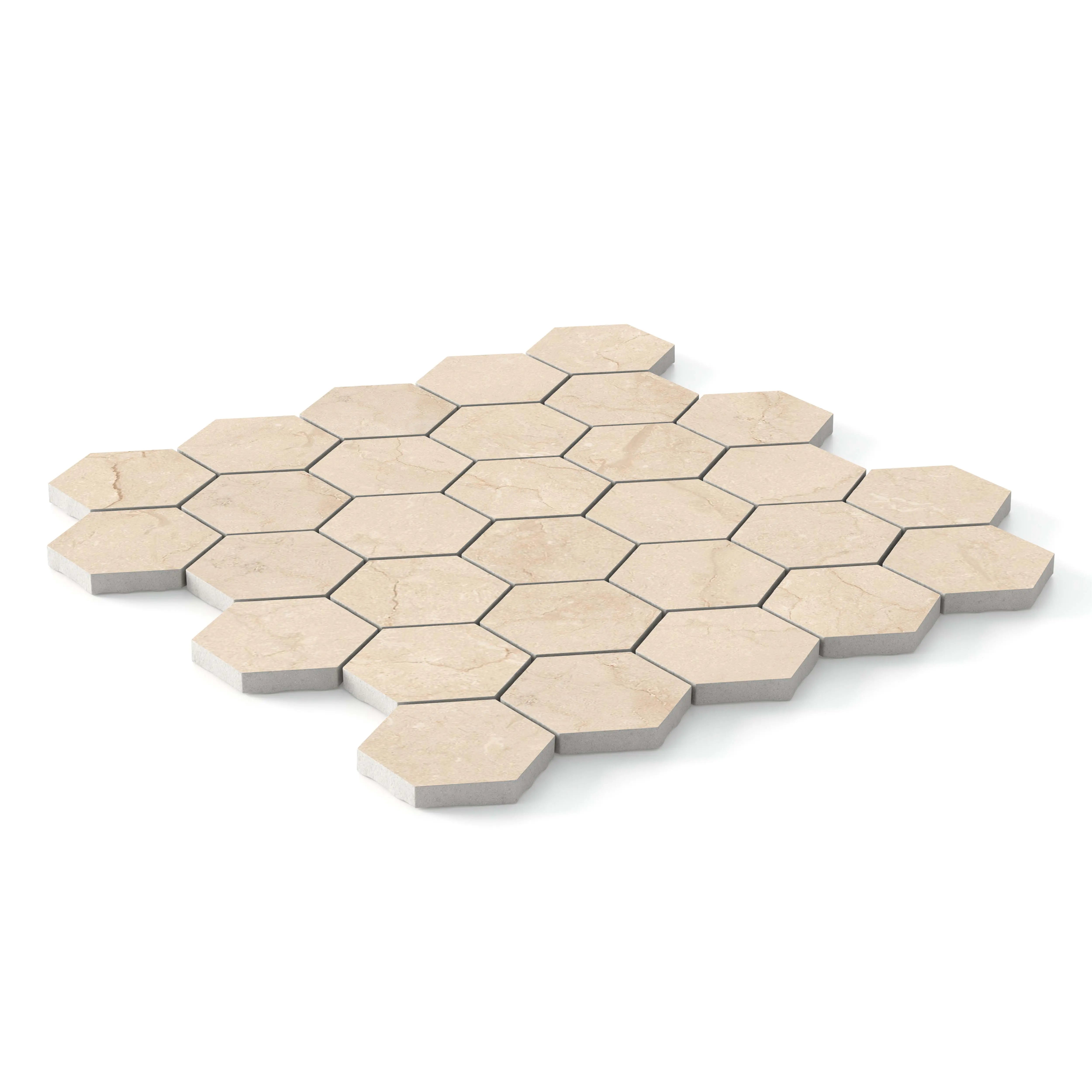 Crema Marfil Porcelain Tile Matte Hexagon Mosaic
