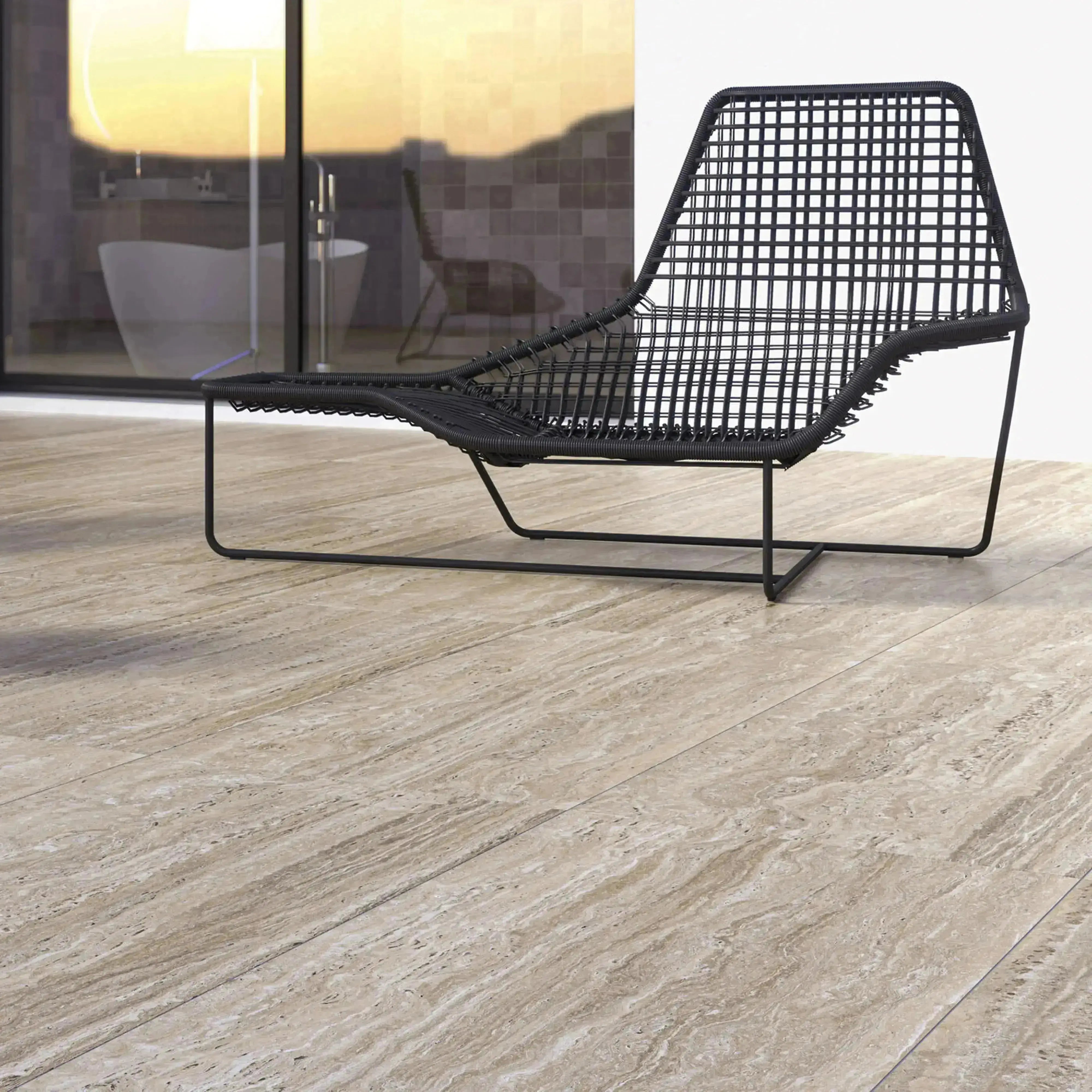 Travertino Porcelain Tile Beige 24x48 Matte