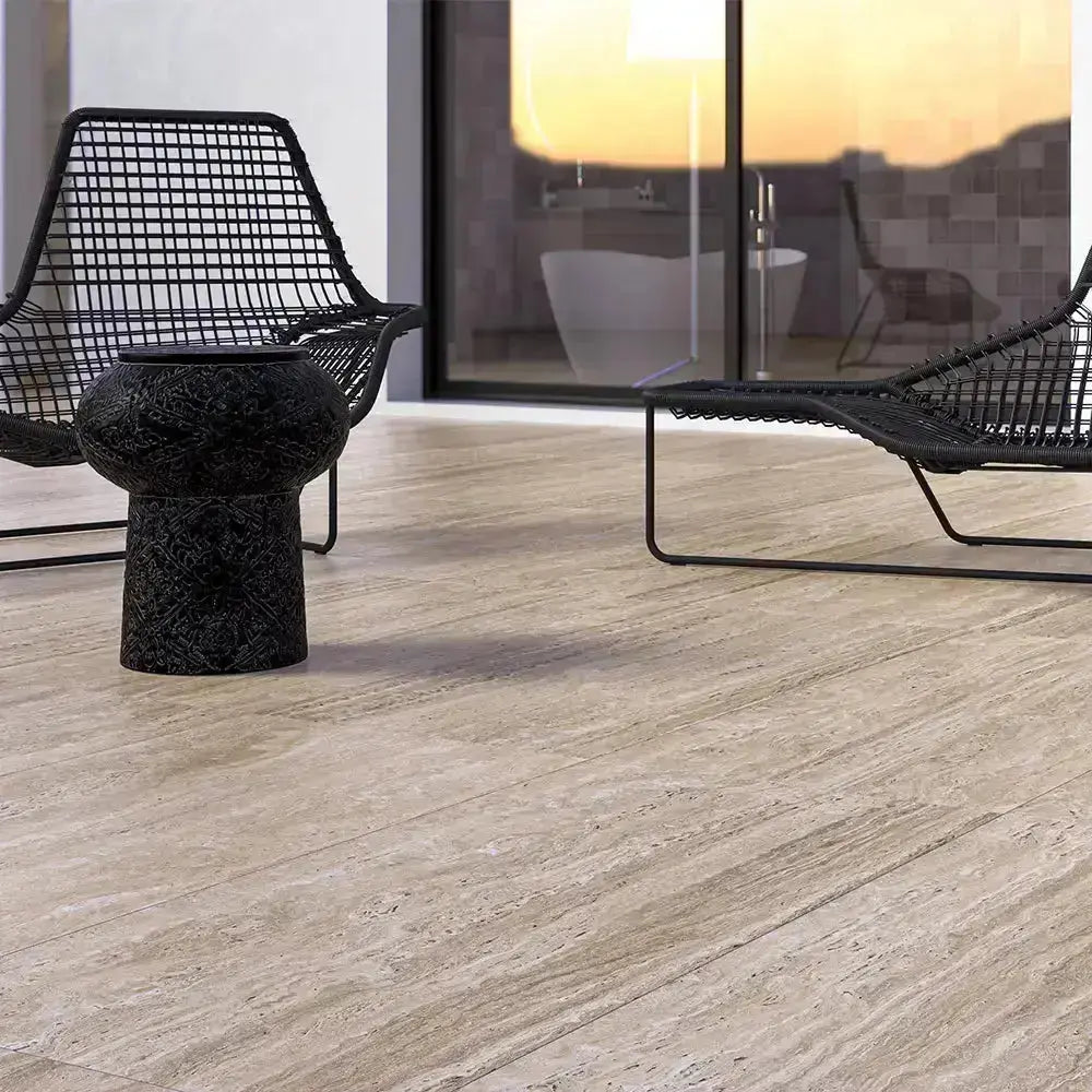 Travertino Porcelain Tile Beige 12x24 Matte