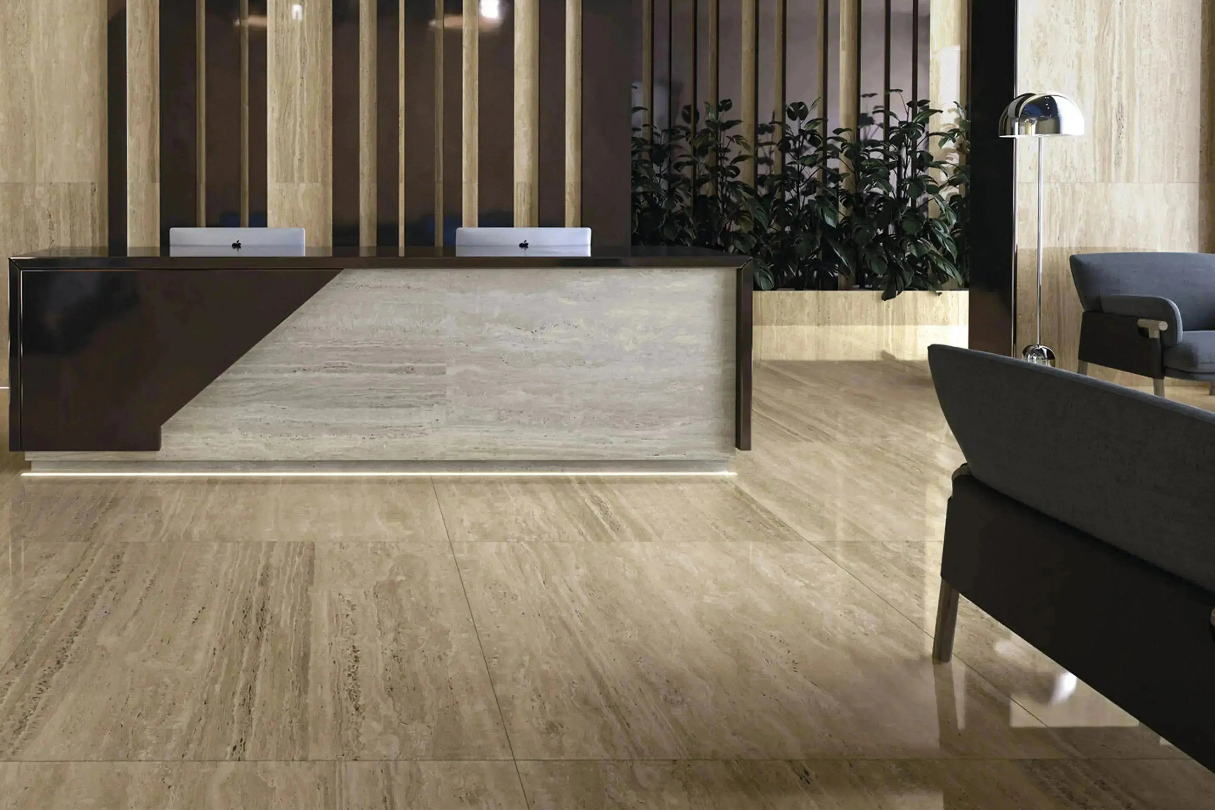 Travertino Porcelain Tile Beige 24x48 Polished