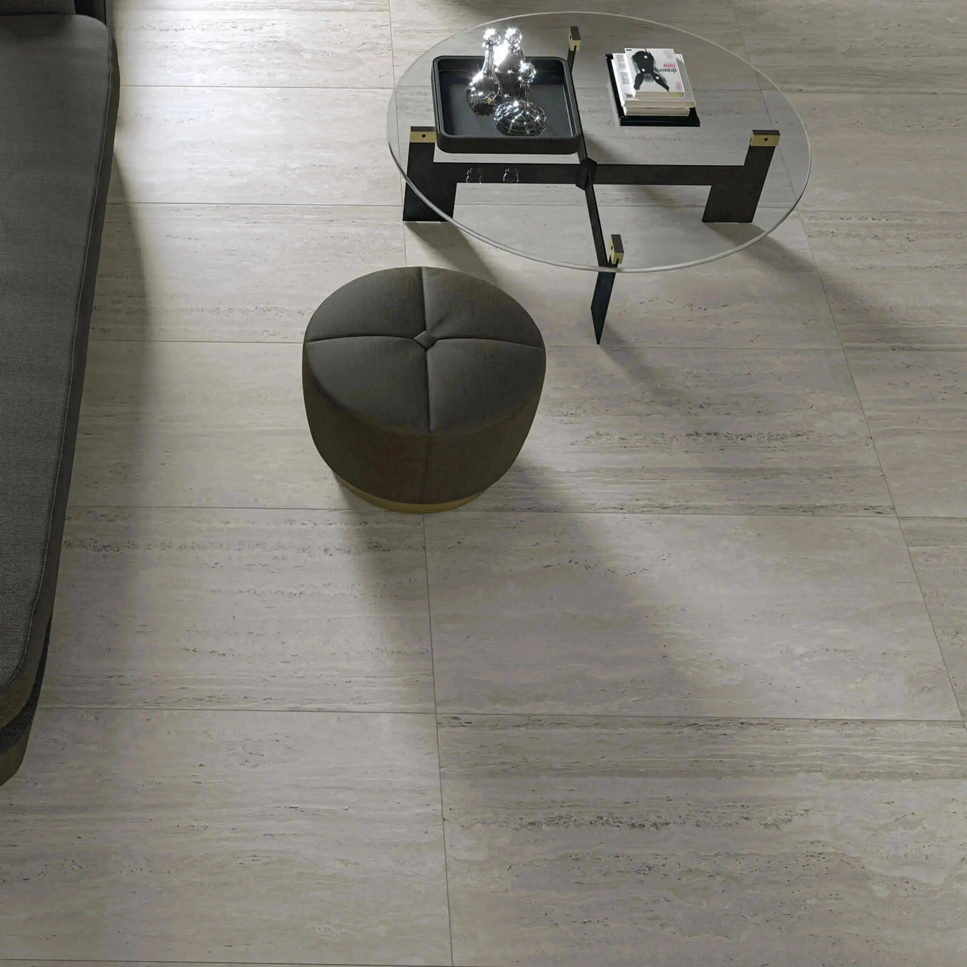 Travertino Porcelain Tile Gray 12x24 Matte