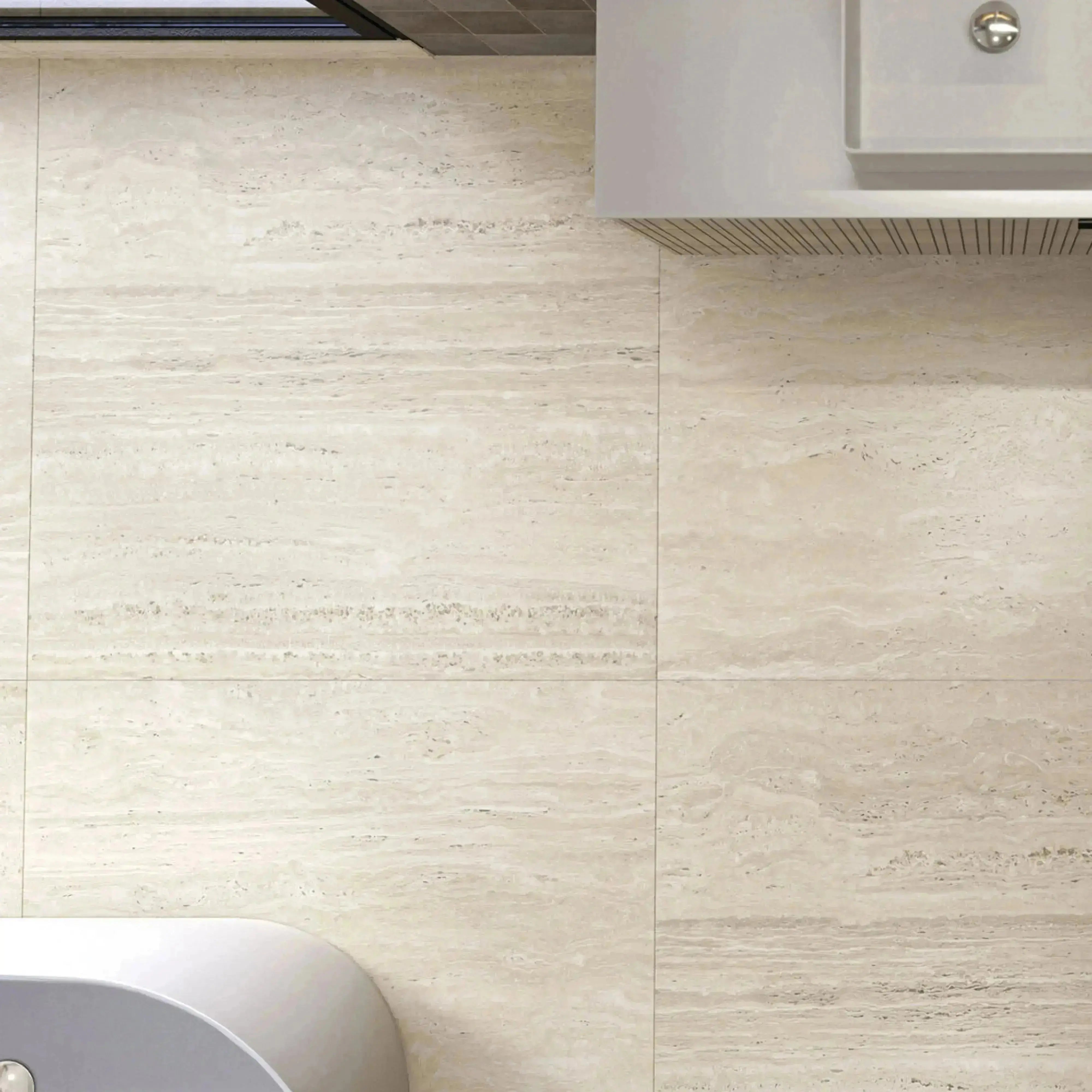 Travertino Porcelain Tile Ivory 24x48 Matte