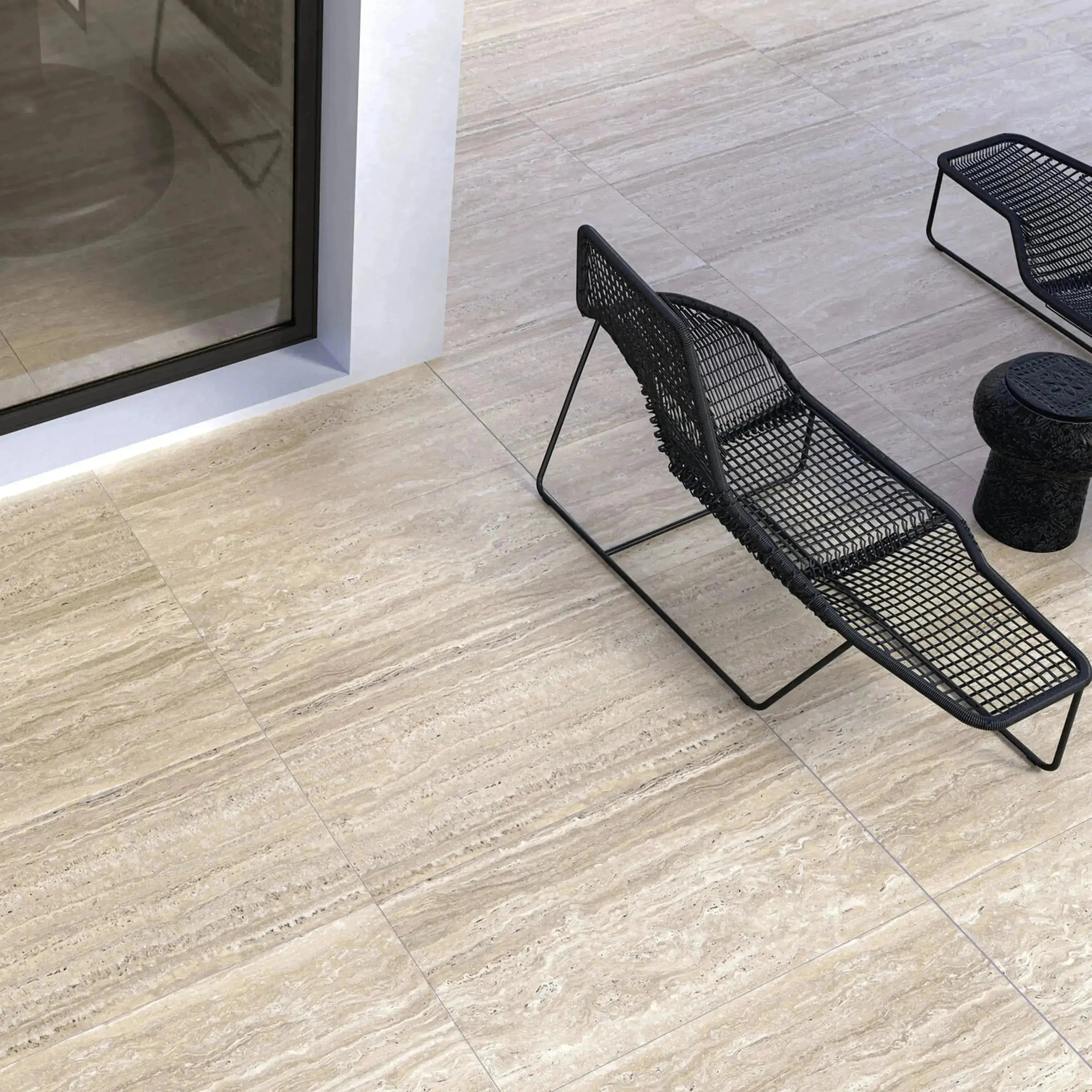 Travertino Porcelain Tile Ivory 24x48 Matte