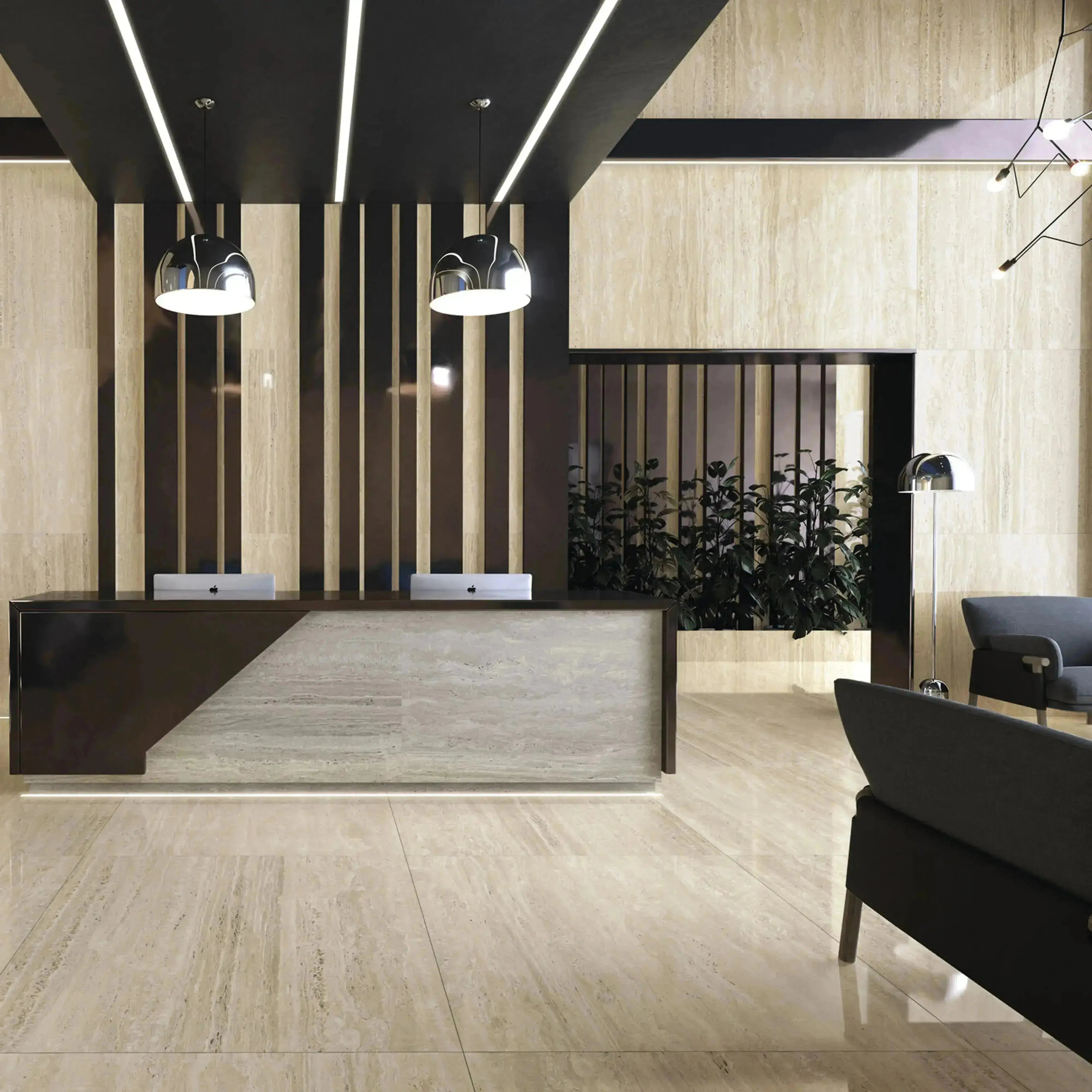 Travertino Porcelain Tile Ivory 12x24 Polished