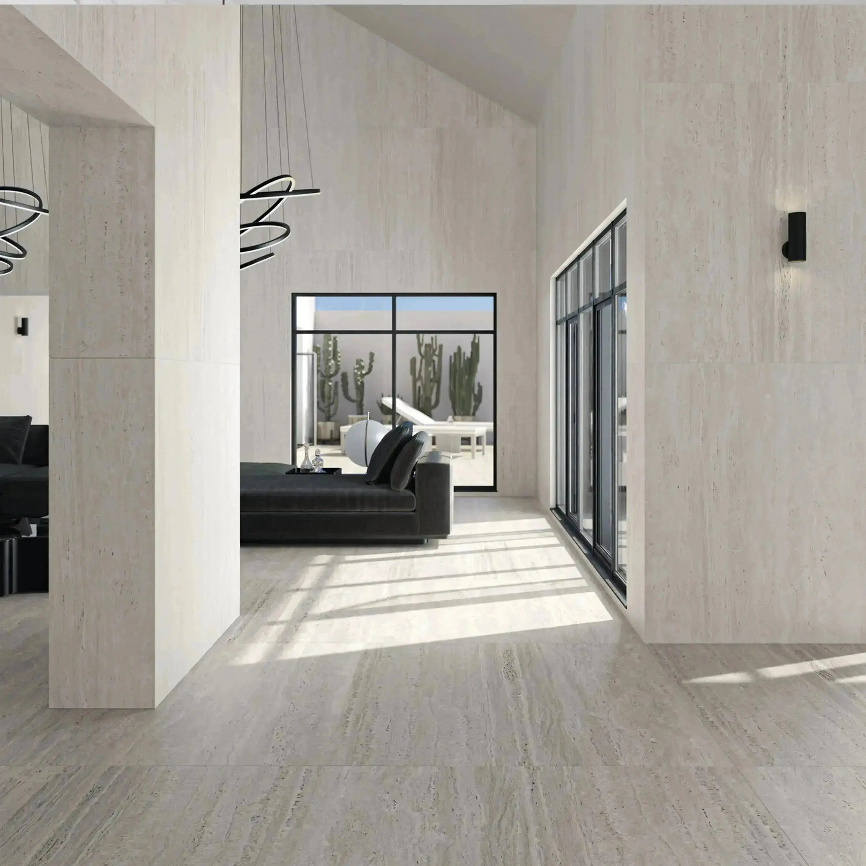 Travertino Porcelain Tile White 12x24 Matte