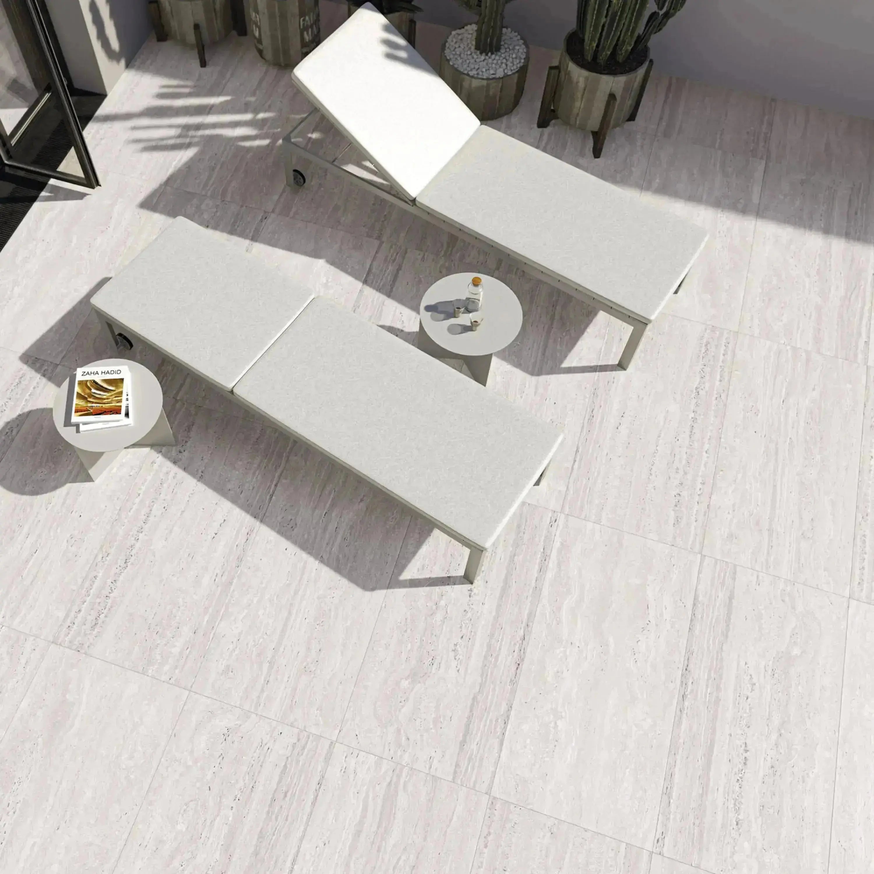 Travertino Porcelain Tile White 12x24 Matte