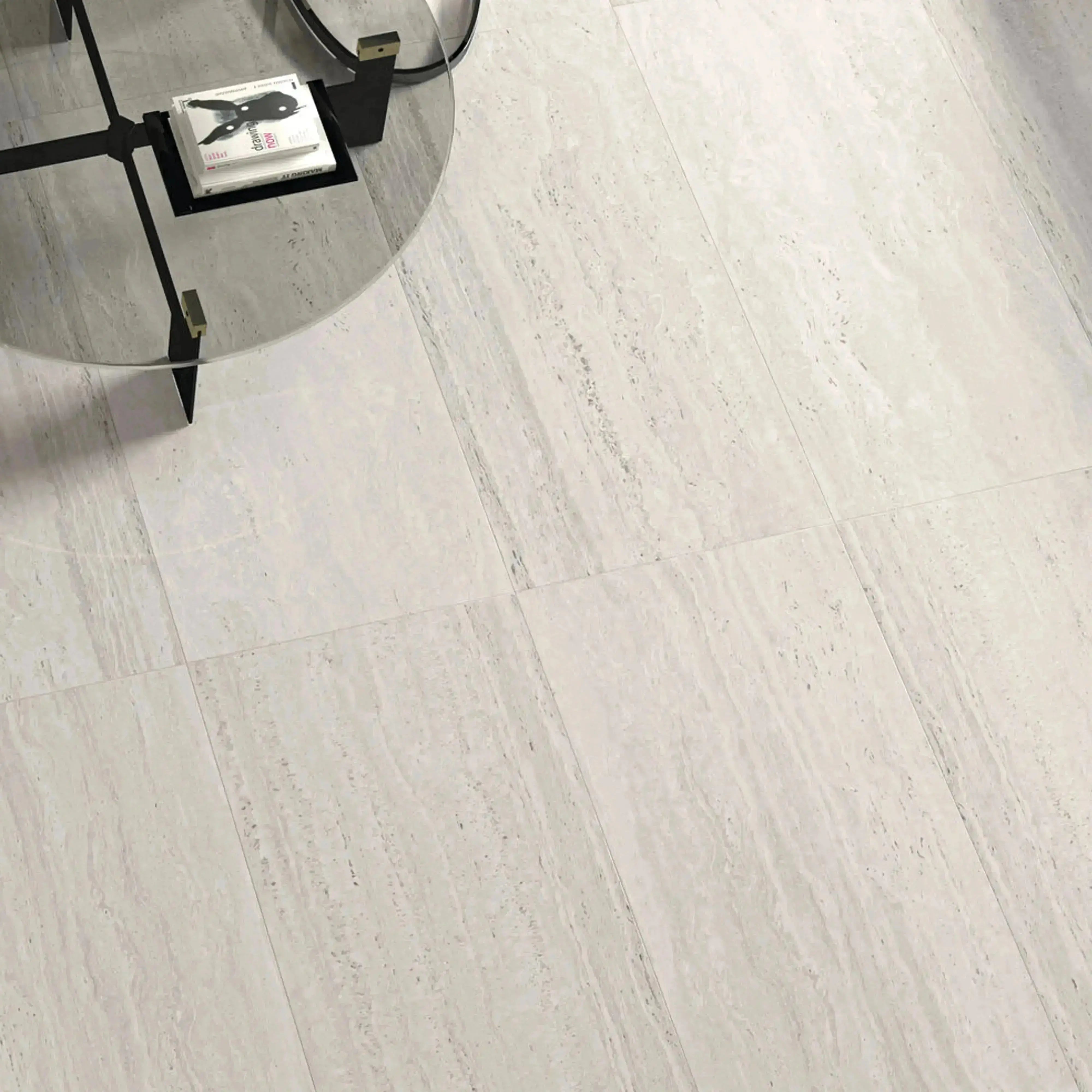 Travertino Porcelain Tile White 12x24 Polished