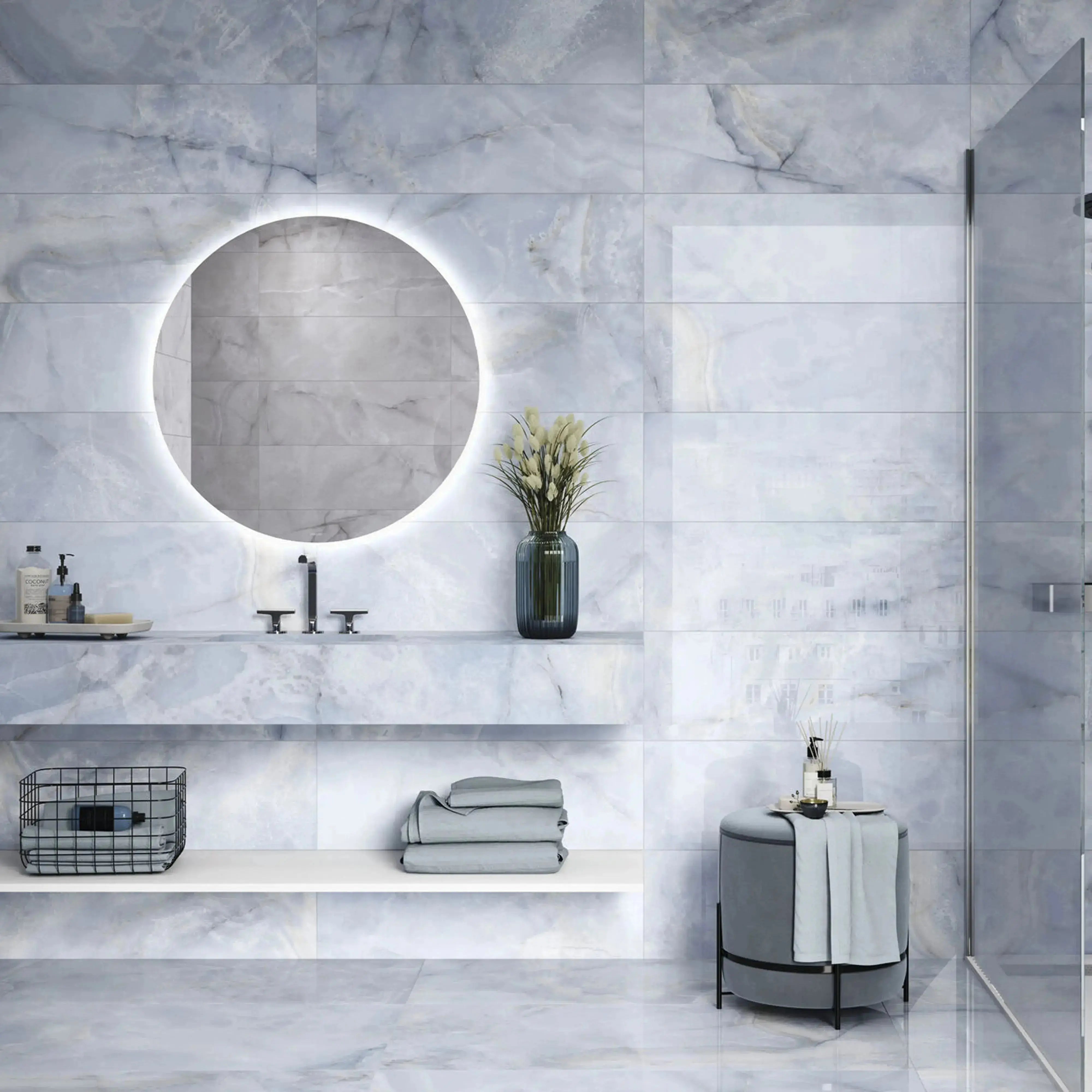 Opal Porcelain Tile Blue 12x24 Polished