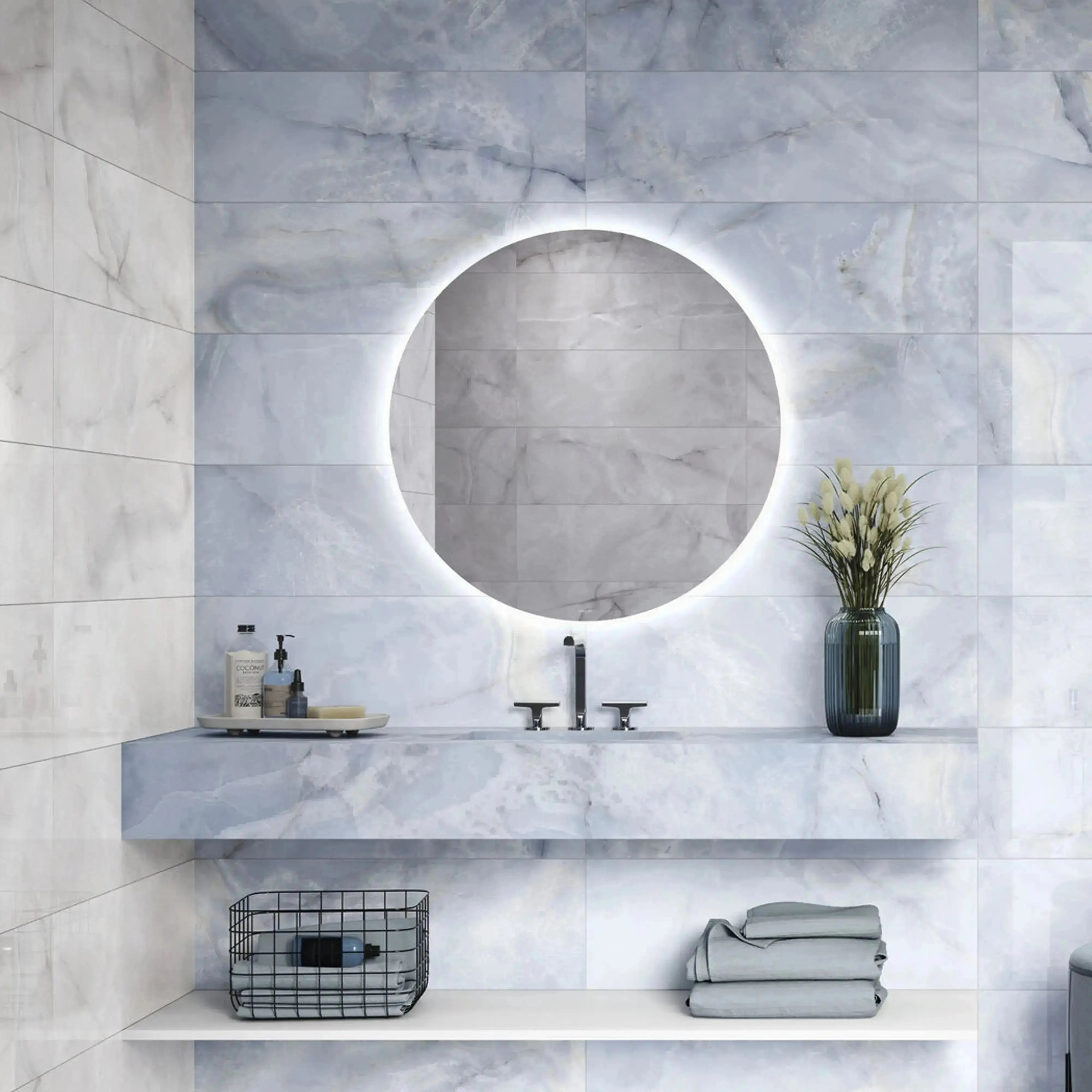 Opal Porcelain Tile Blue 12x24 Polished