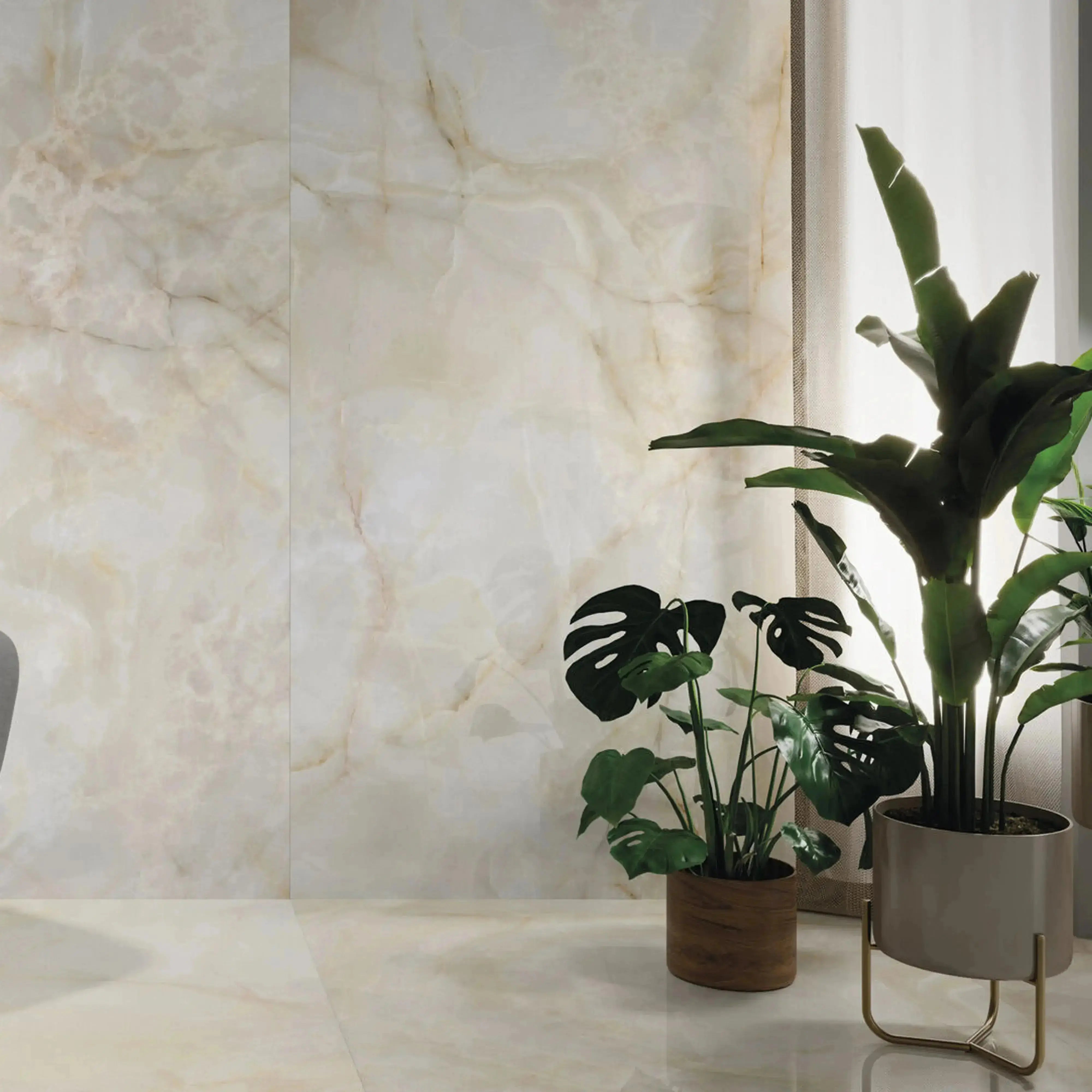 Opal Porcelain Tile Cream 24x48 Polished