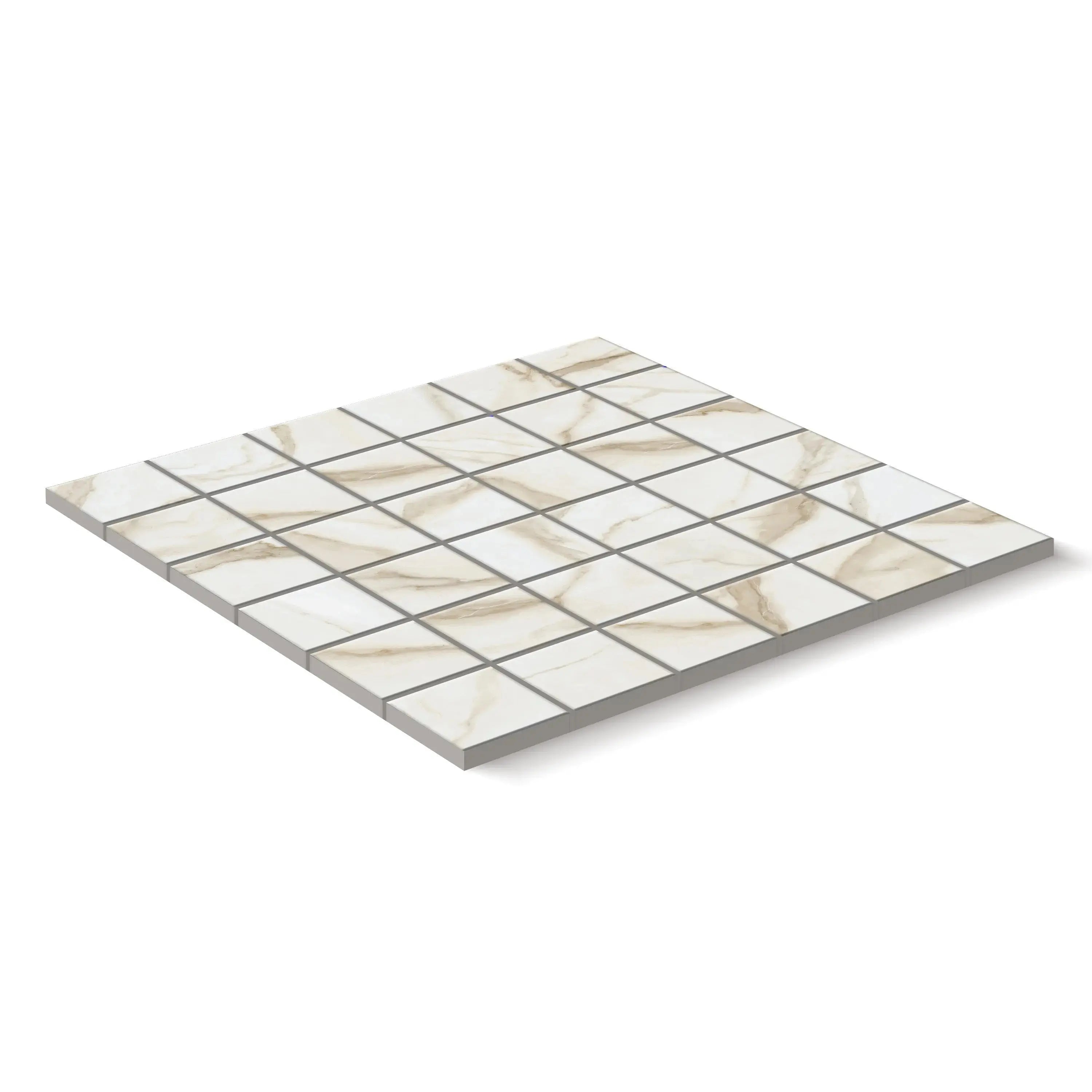 Liguria Porcelain Tile Gold Matte Square Mosaic 2x2 Sheet