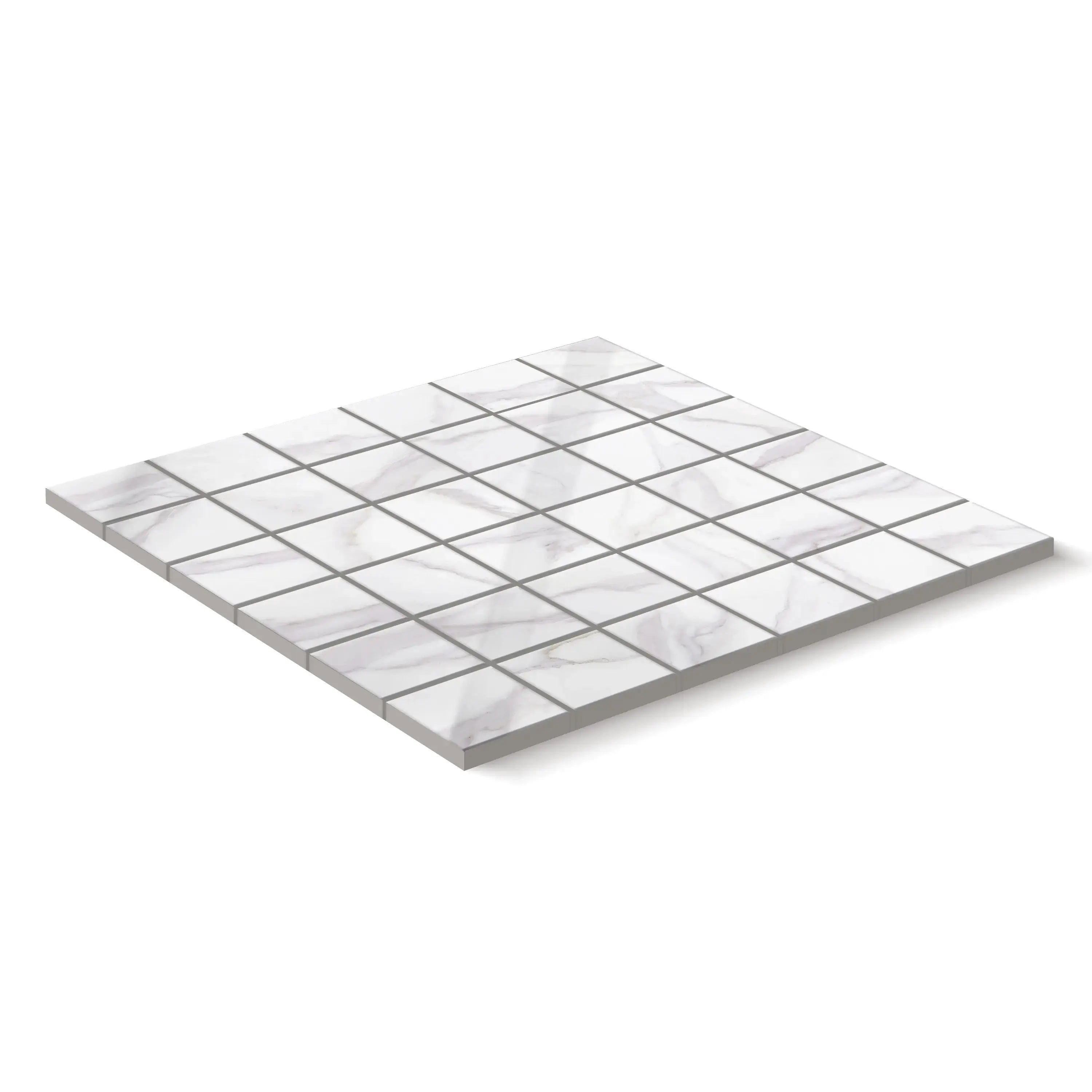 Liguria Porcelain Tile Silver Glossy Square Mosaic 2x2 Sheet