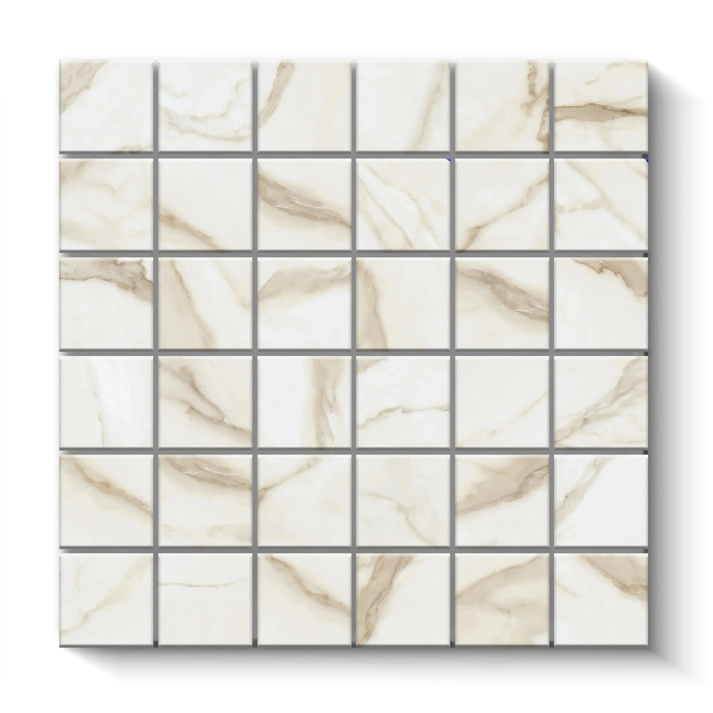 Liguria Porcelain Tile Gold Matte Square Mosaic 2x2 Sheet