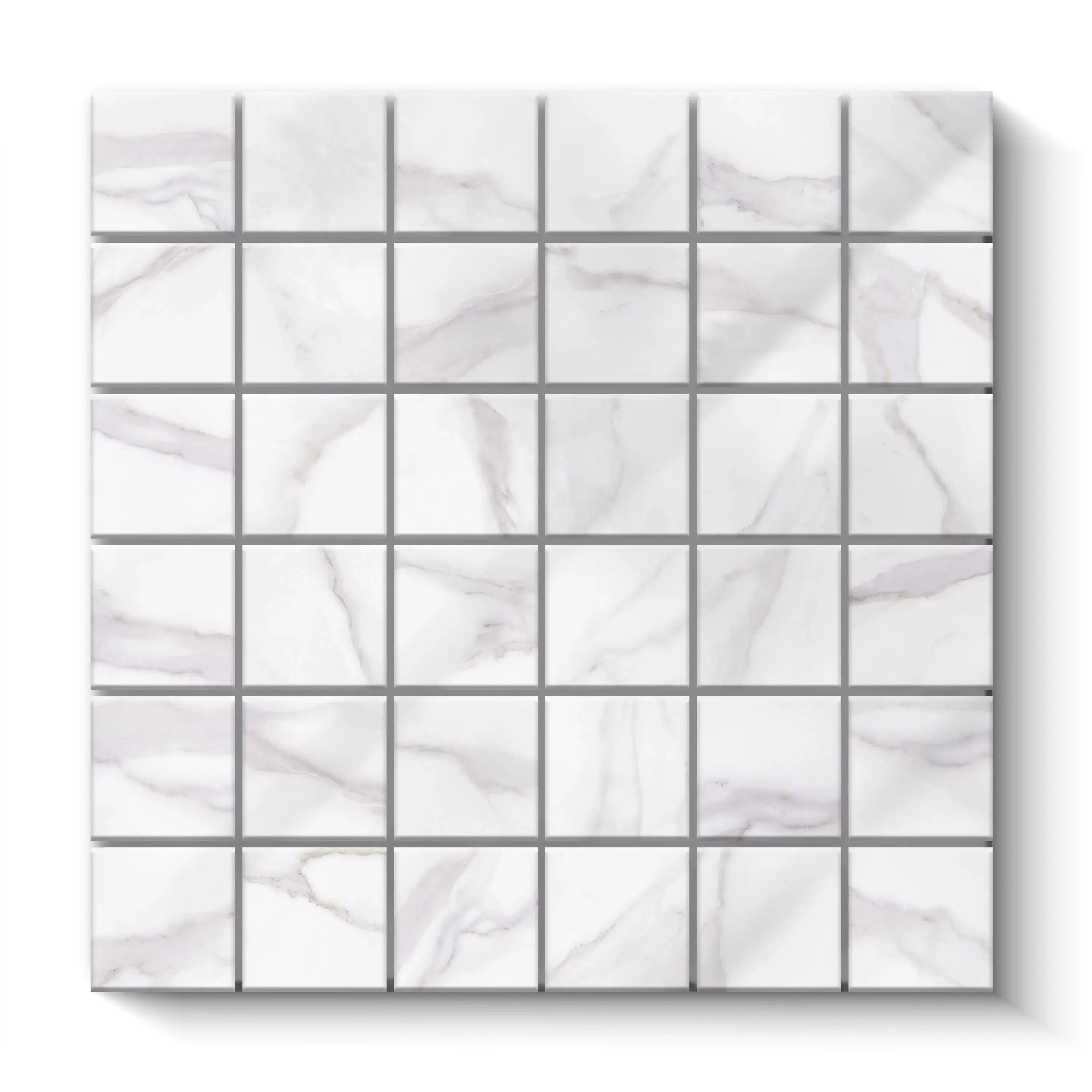 Liguria Porcelain Tile Silver Glossy Square Mosaic 2x2 Sheet