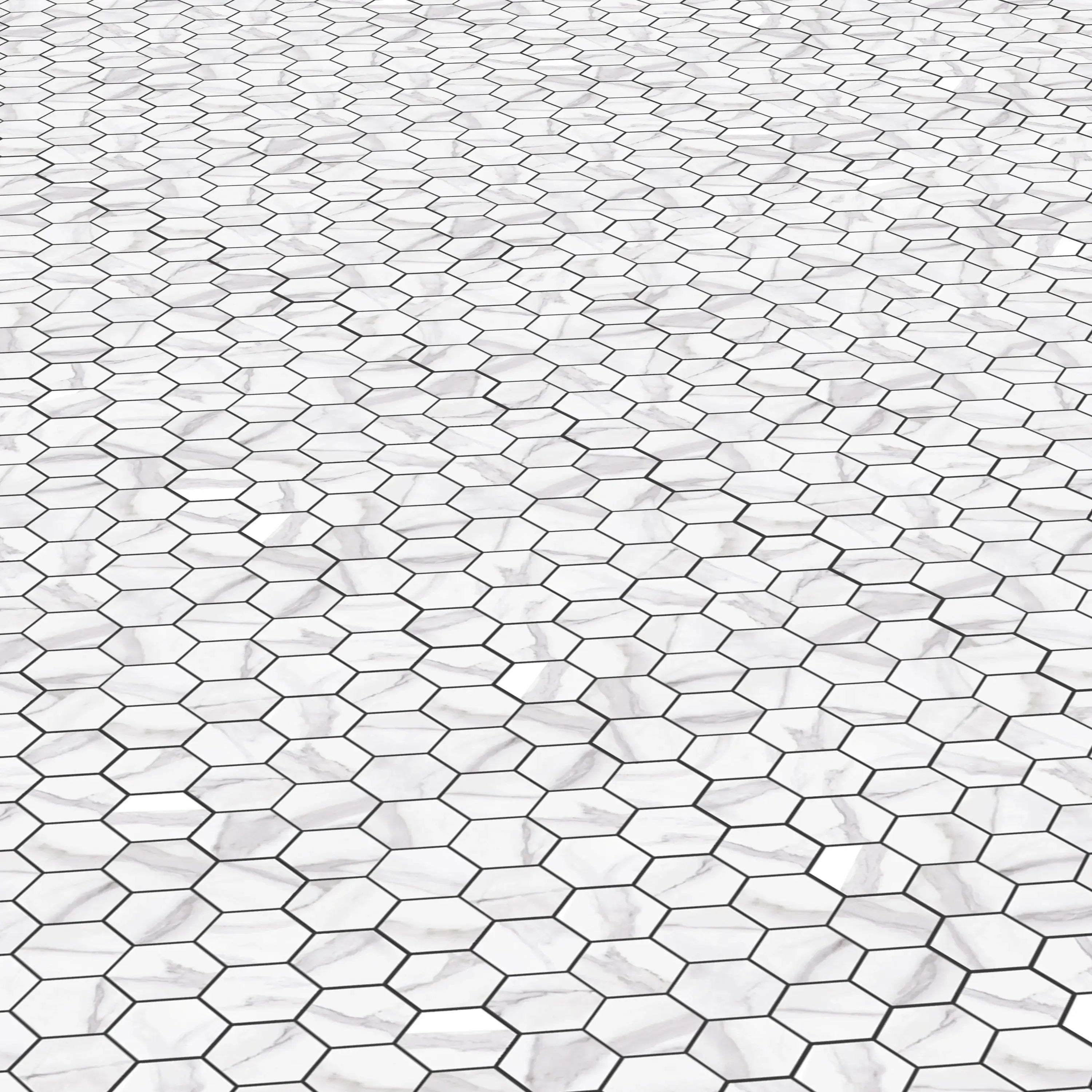 Liguria Porcelain Tile Silver Matte Hexagon Mosaic