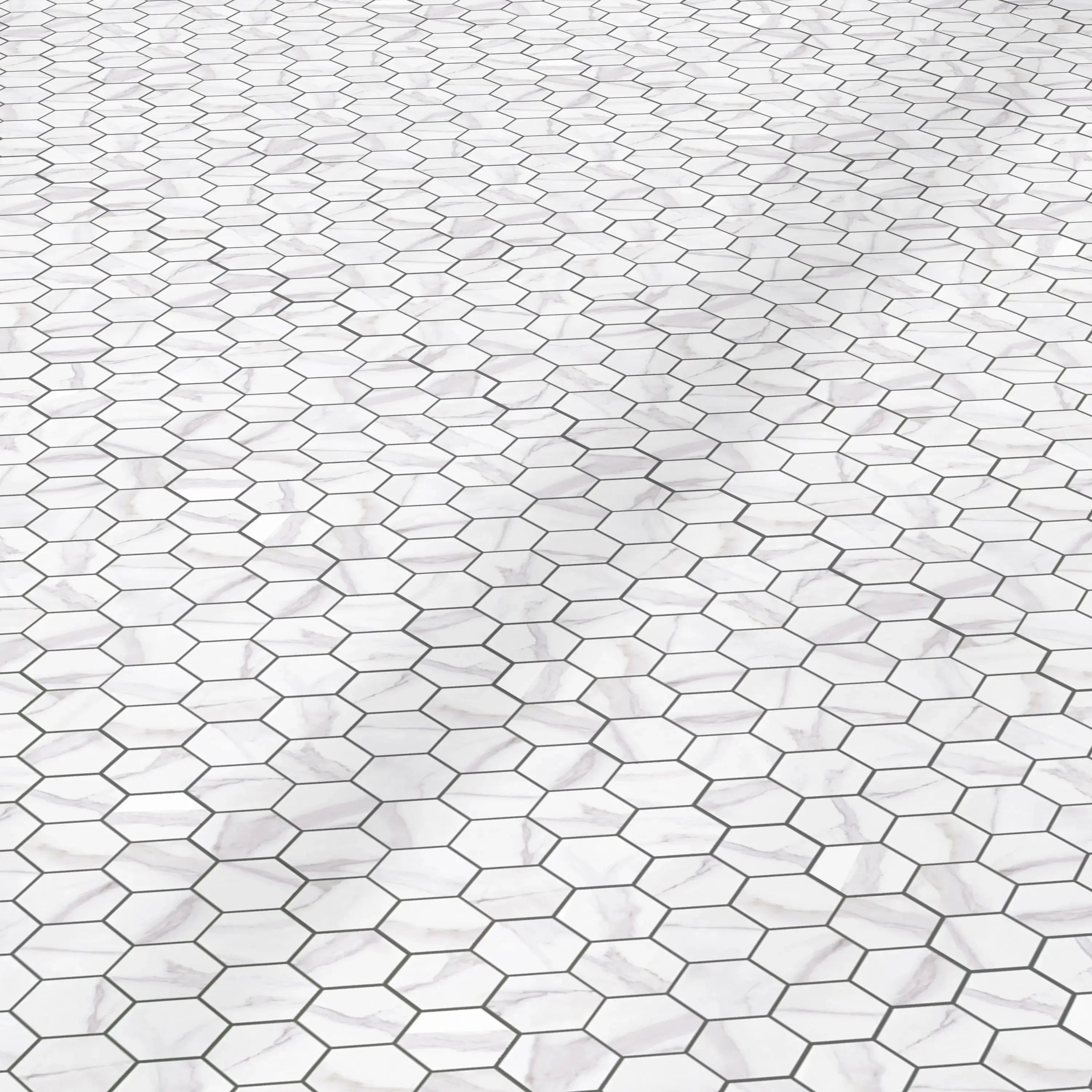 Liguria Porcelain Tile Silver Glossy Hexagon Mosaic