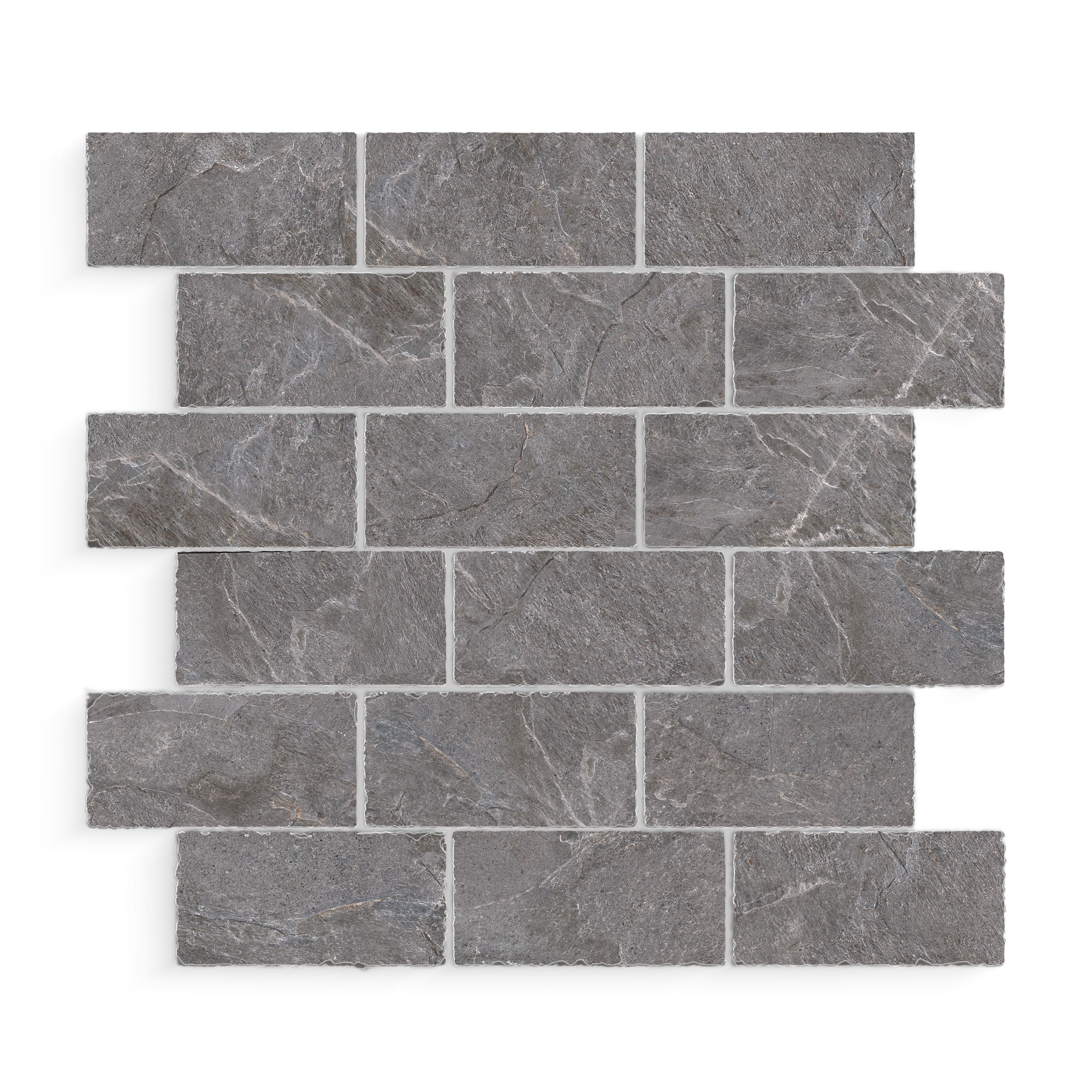 Ardesia Slate Storm Matte 2x4 Muretto Mosaic Tumbled Edge (12x12 Sheet)