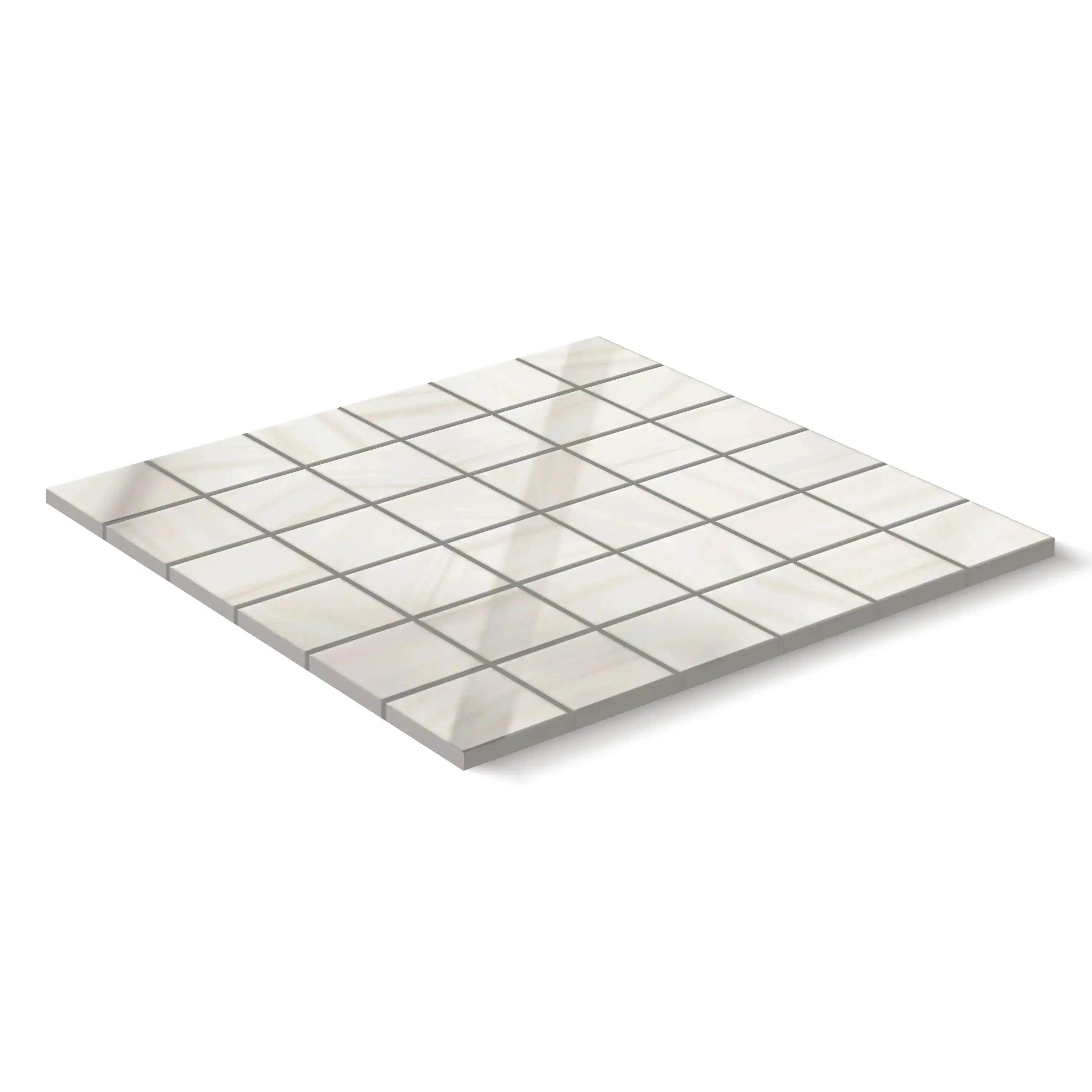 Dolostone Porcelain Tile Ivory Square Mosaic 2x2 Sheet Polished