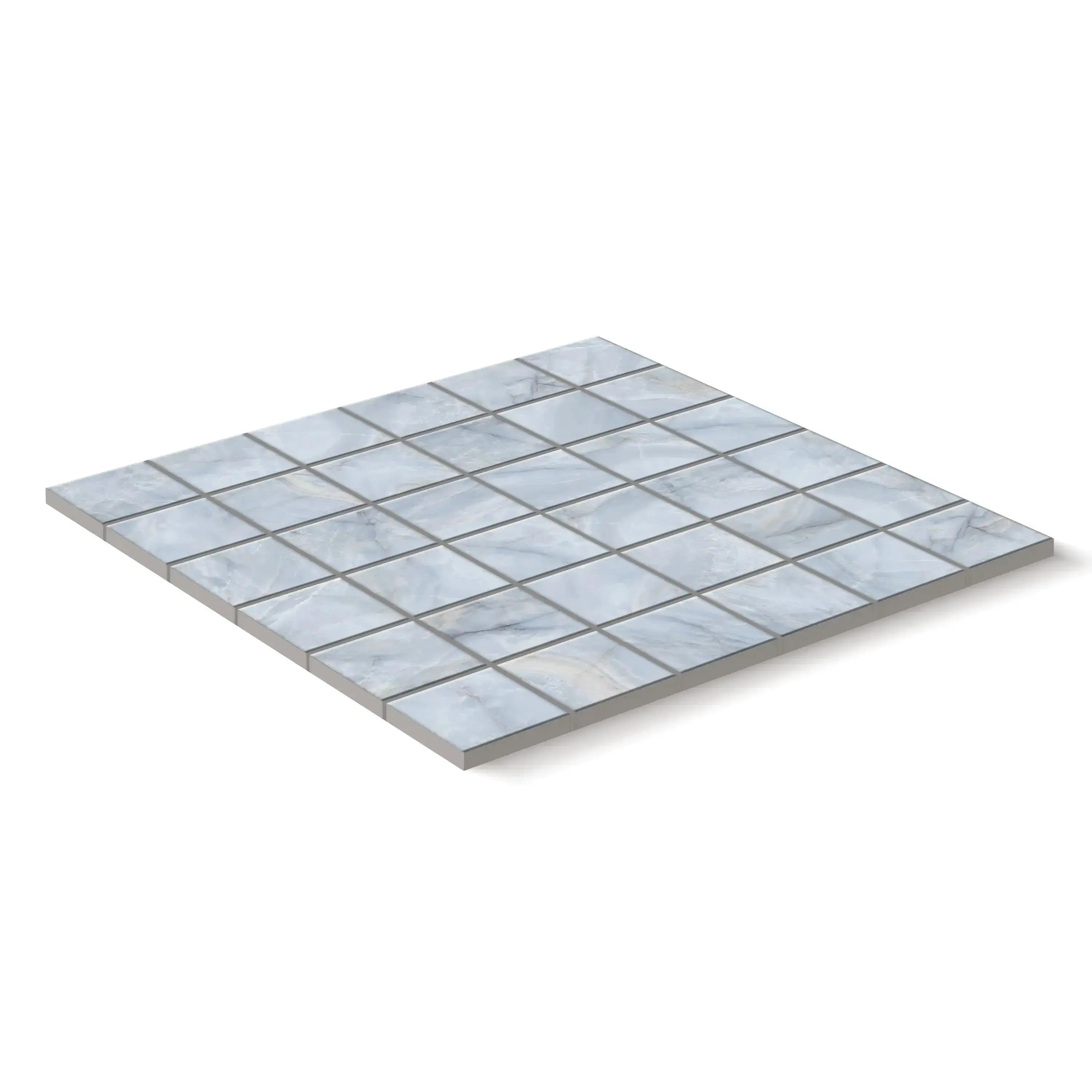 Opal Porcelain Tile Blue Square Mosaic 2x2 Sheet Matte